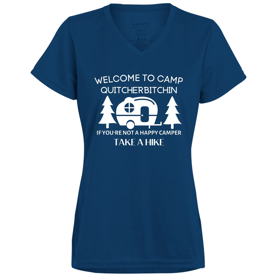 Happy Camper  Ladies’ Moisture-Wicking V-Neck Tee