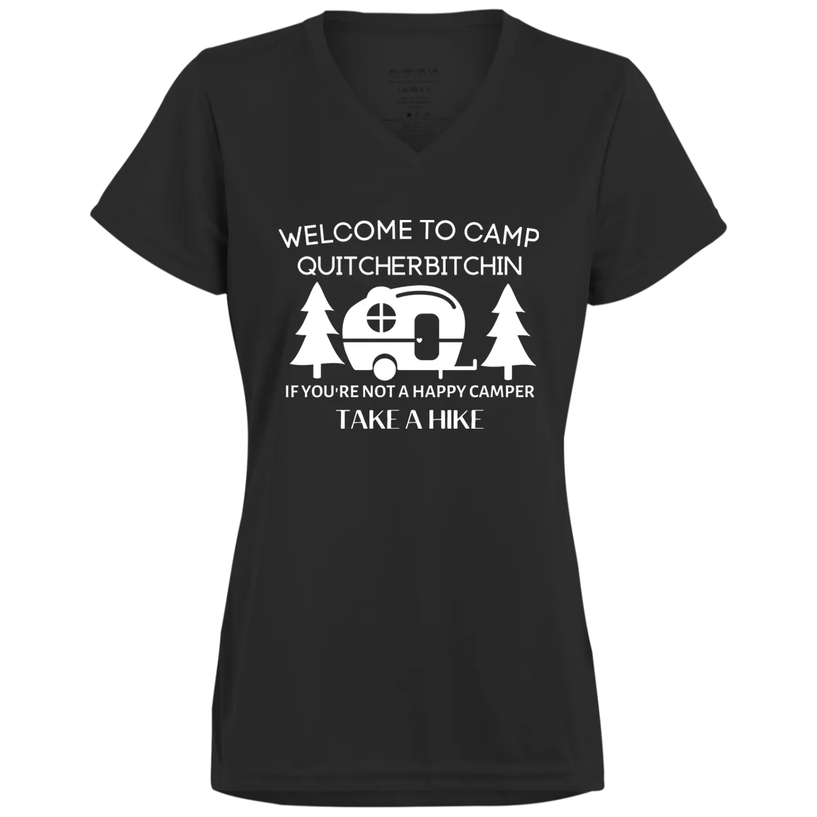 Happy Camper  Ladies’ Moisture-Wicking V-Neck Tee