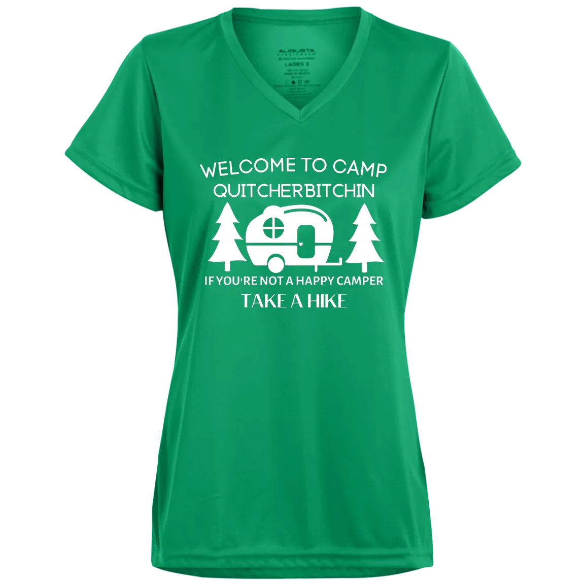 Happy Camper  Ladies’ Moisture-Wicking V-Neck Tee