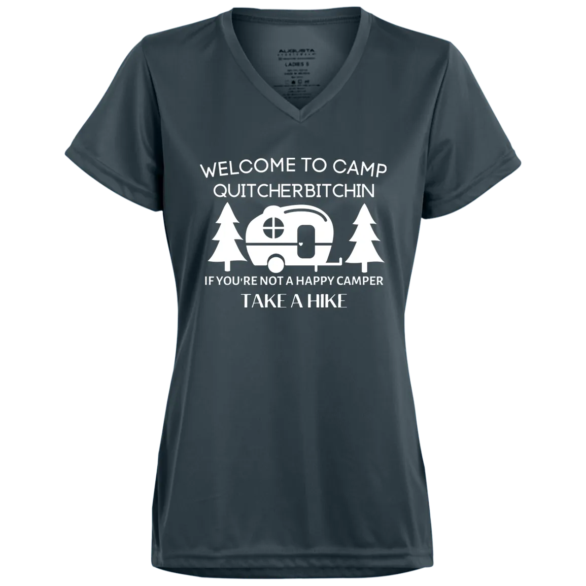 Happy Camper  Ladies’ Moisture-Wicking V-Neck Tee