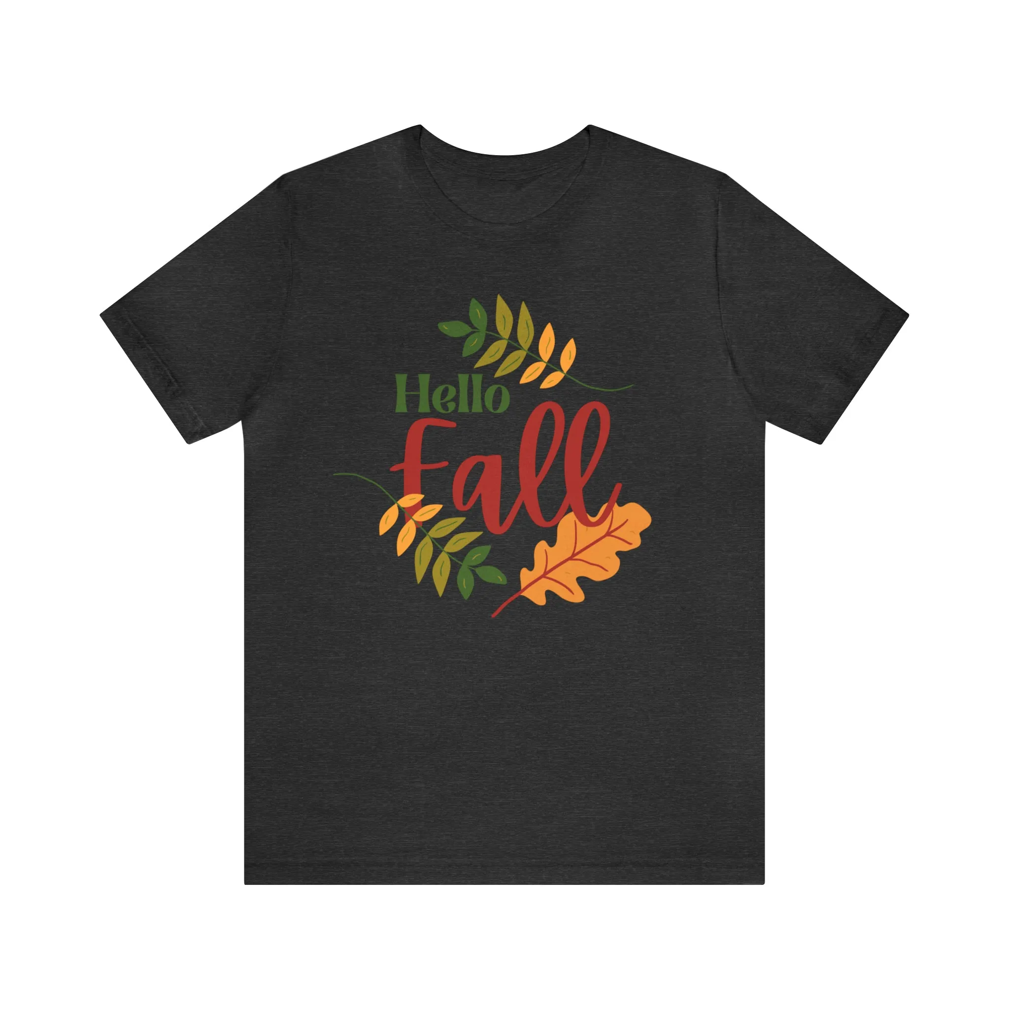 Hello Fall T-Shirt | Fall Leaves Tee |  Bella Canvas 3001 Unisex |  Thanksgiving Season Short Sleeve Tshirt