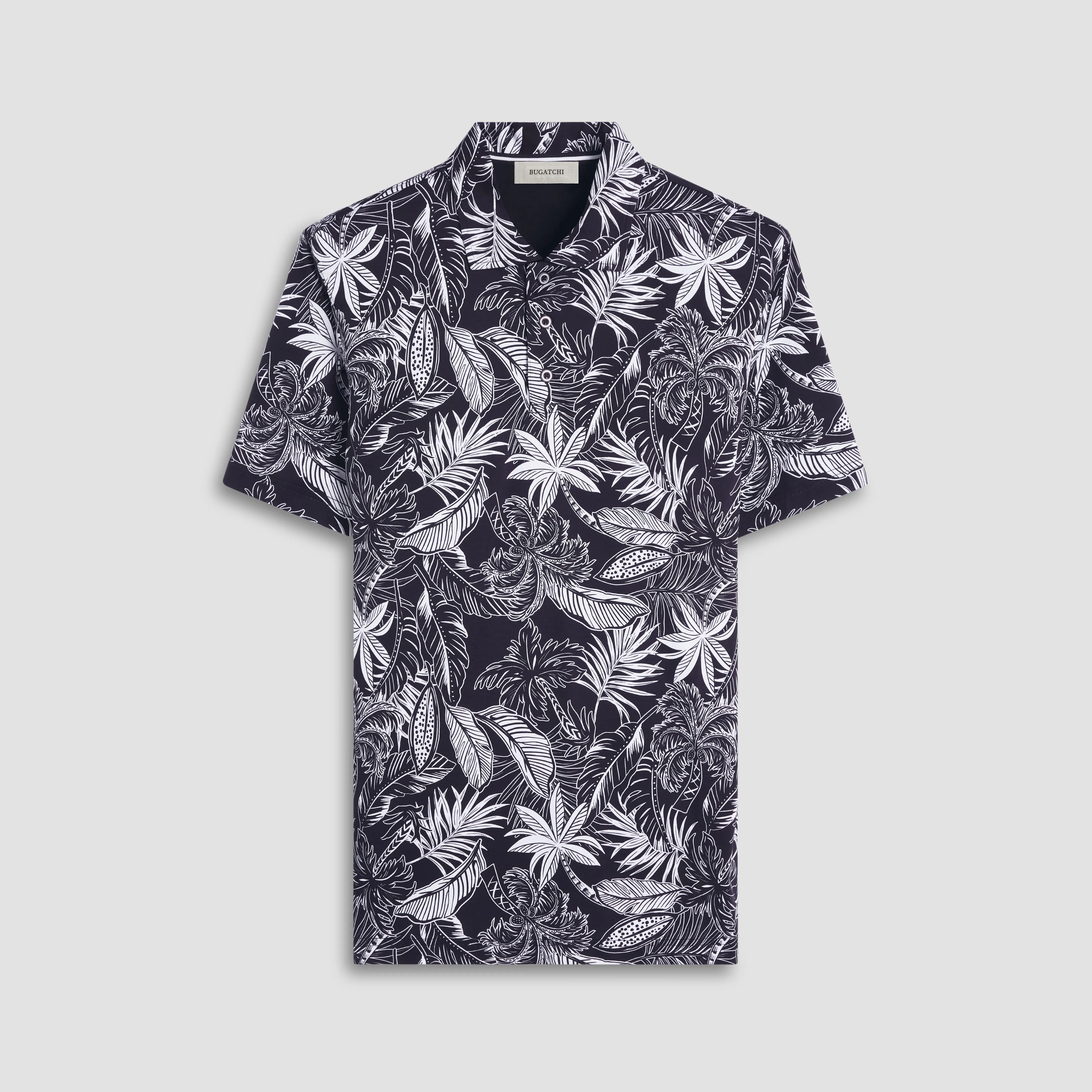 Hendrix Tropical Leaf Print Polo Shirt