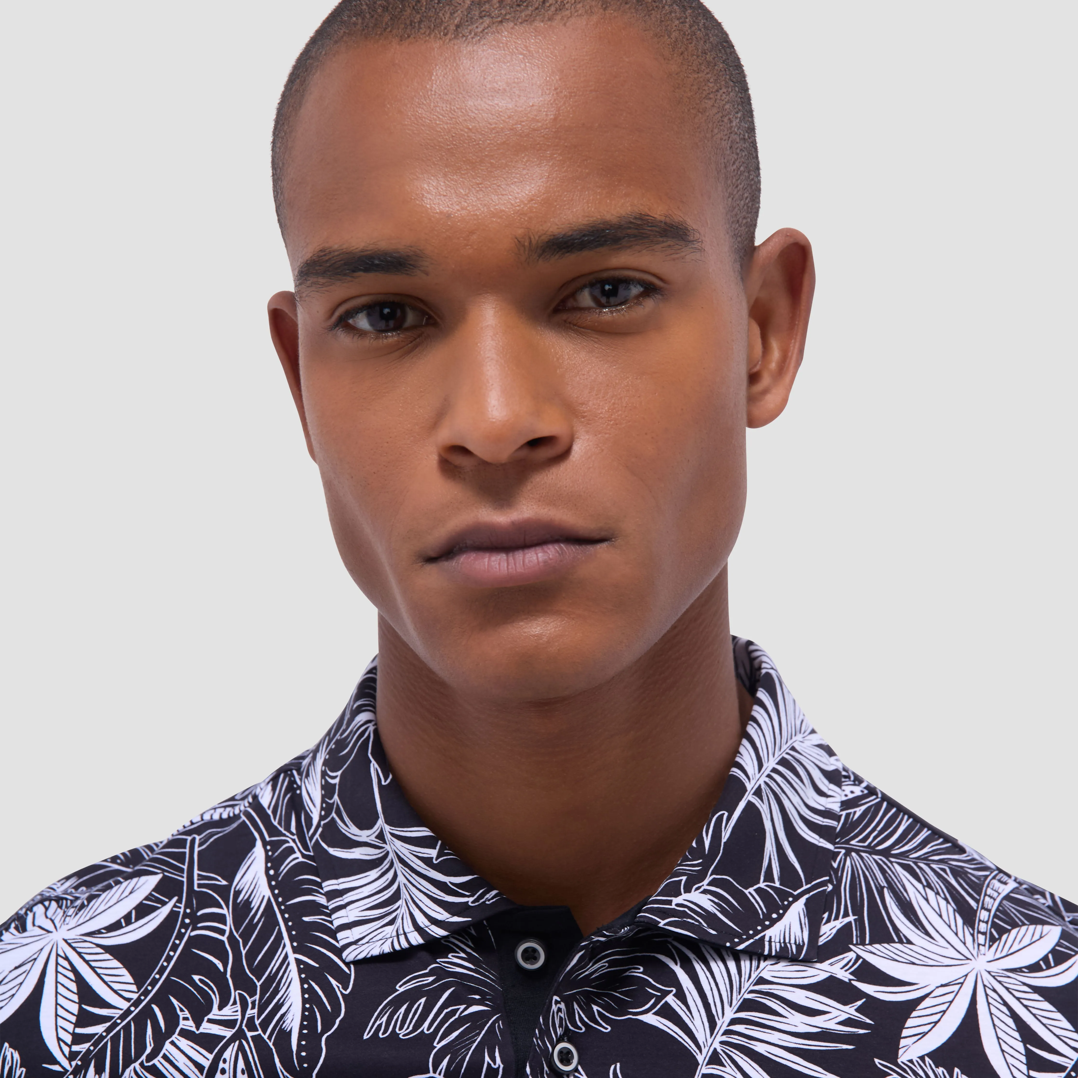 Hendrix Tropical Leaf Print Polo Shirt