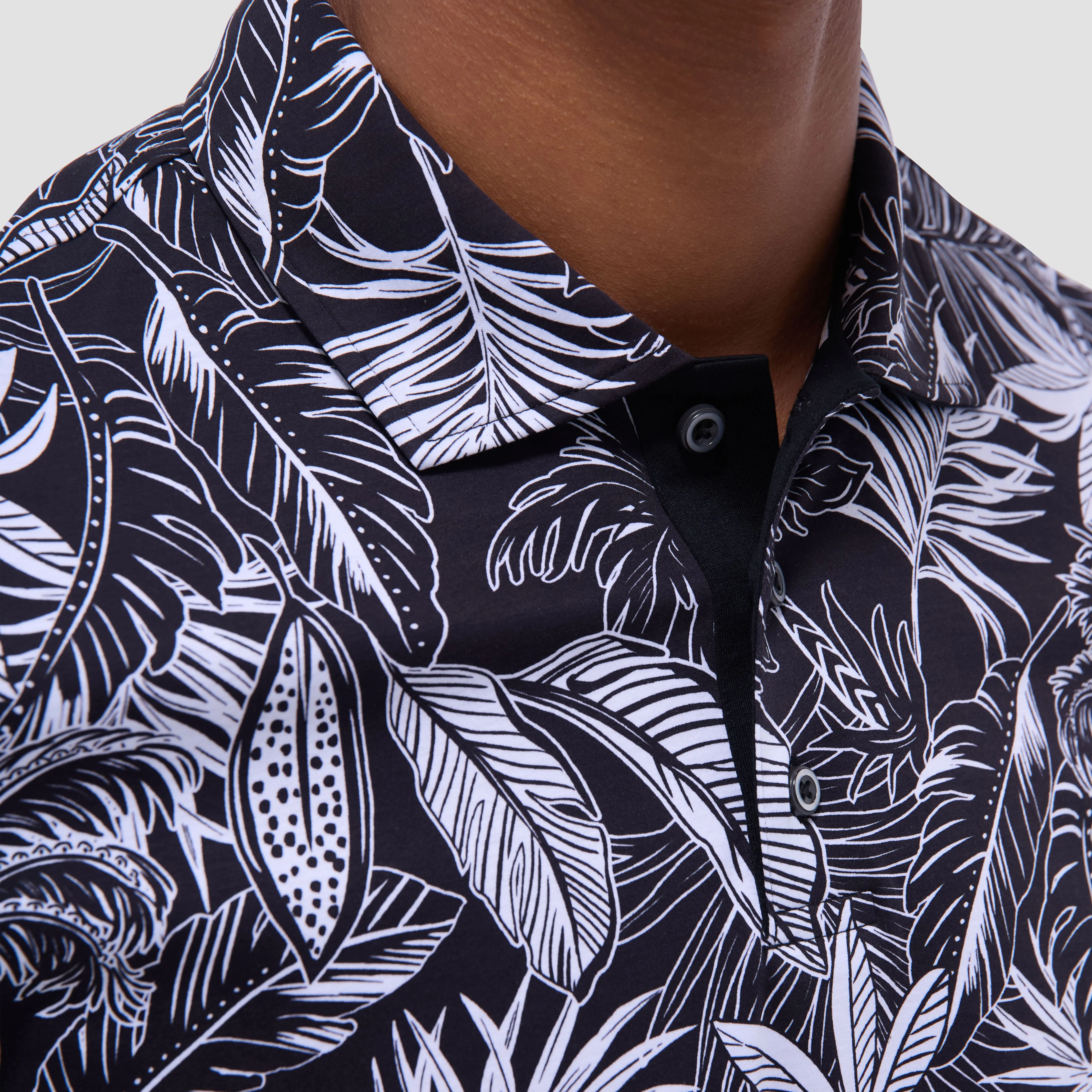 Hendrix Tropical Leaf Print Polo Shirt