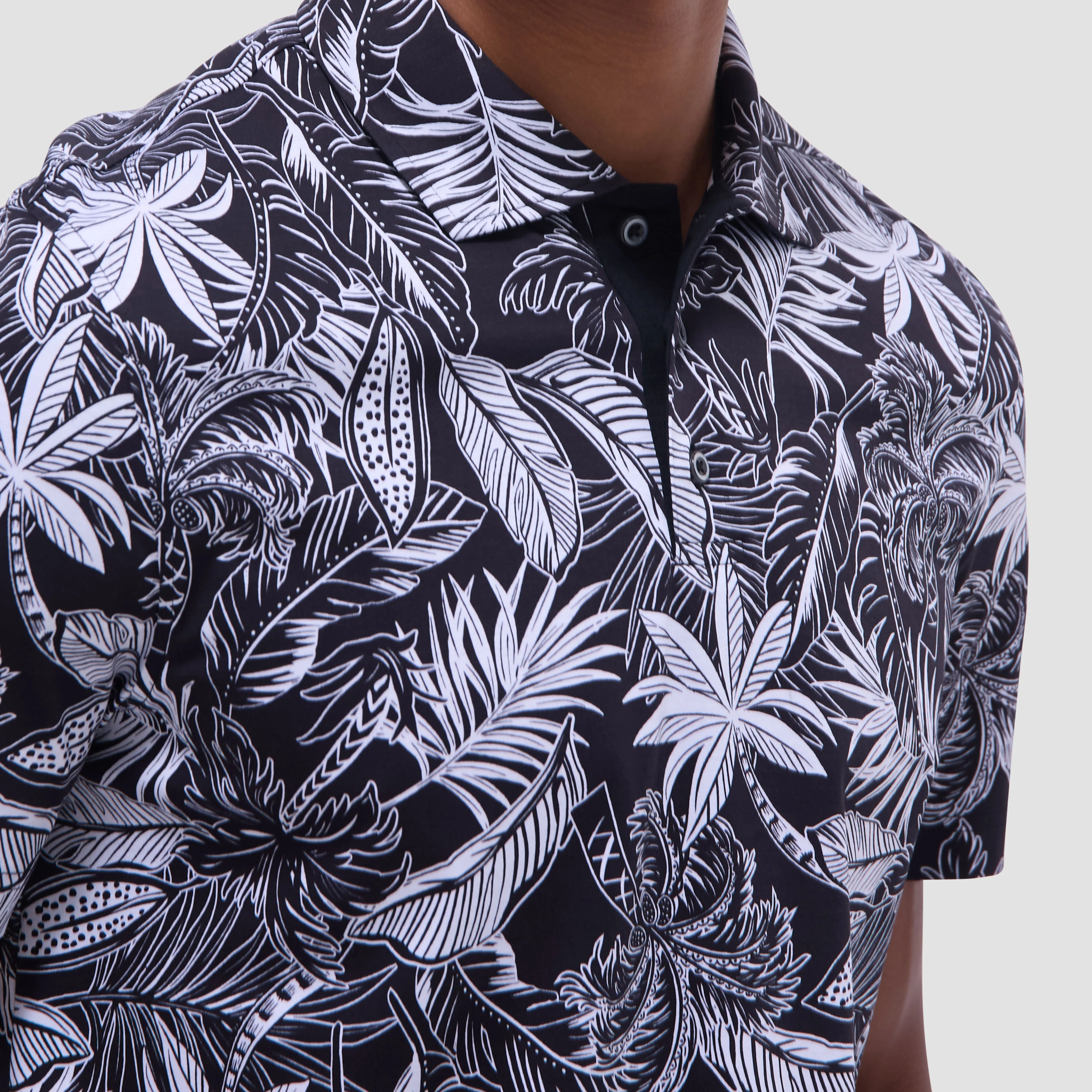 Hendrix Tropical Leaf Print Polo Shirt