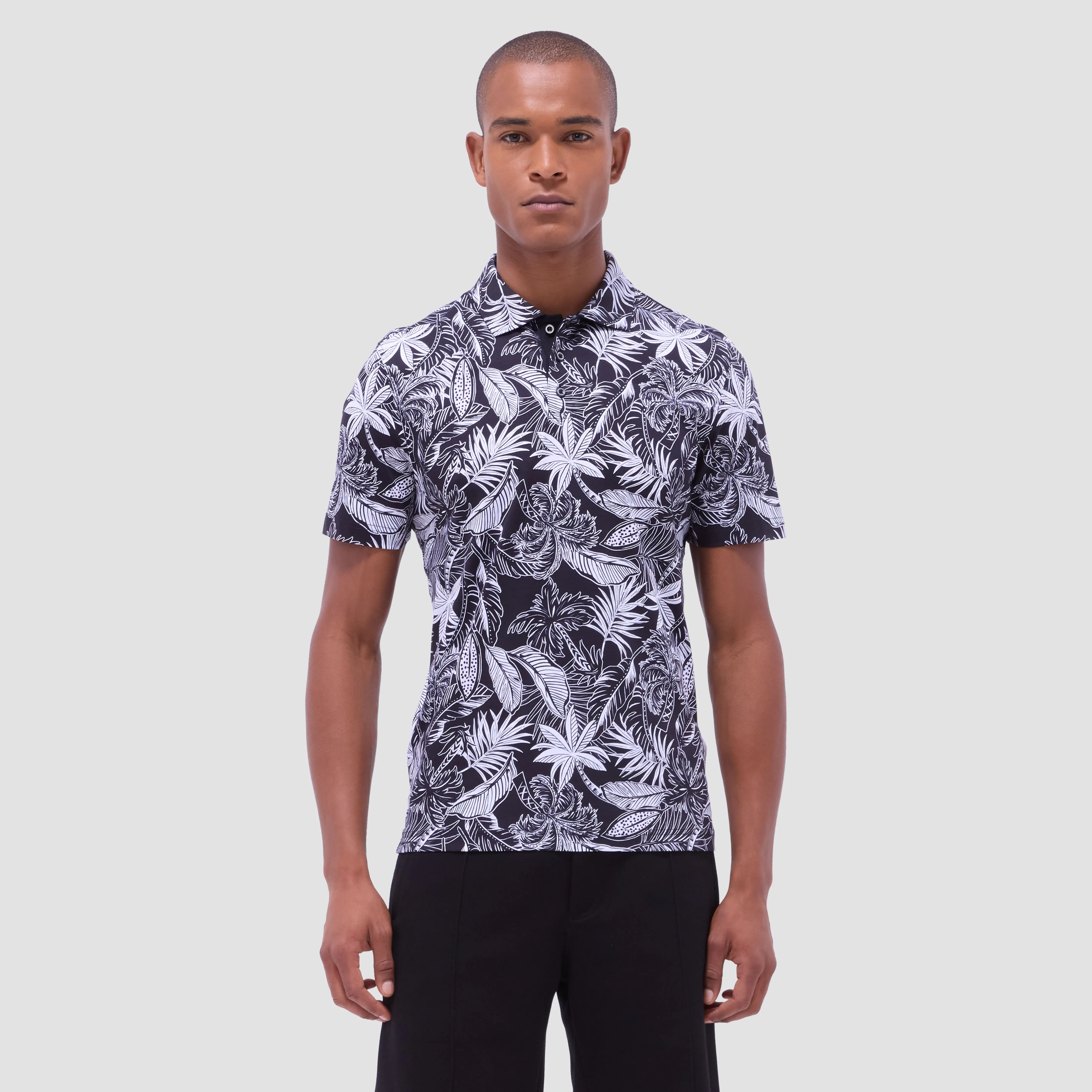 Hendrix Tropical Leaf Print Polo Shirt