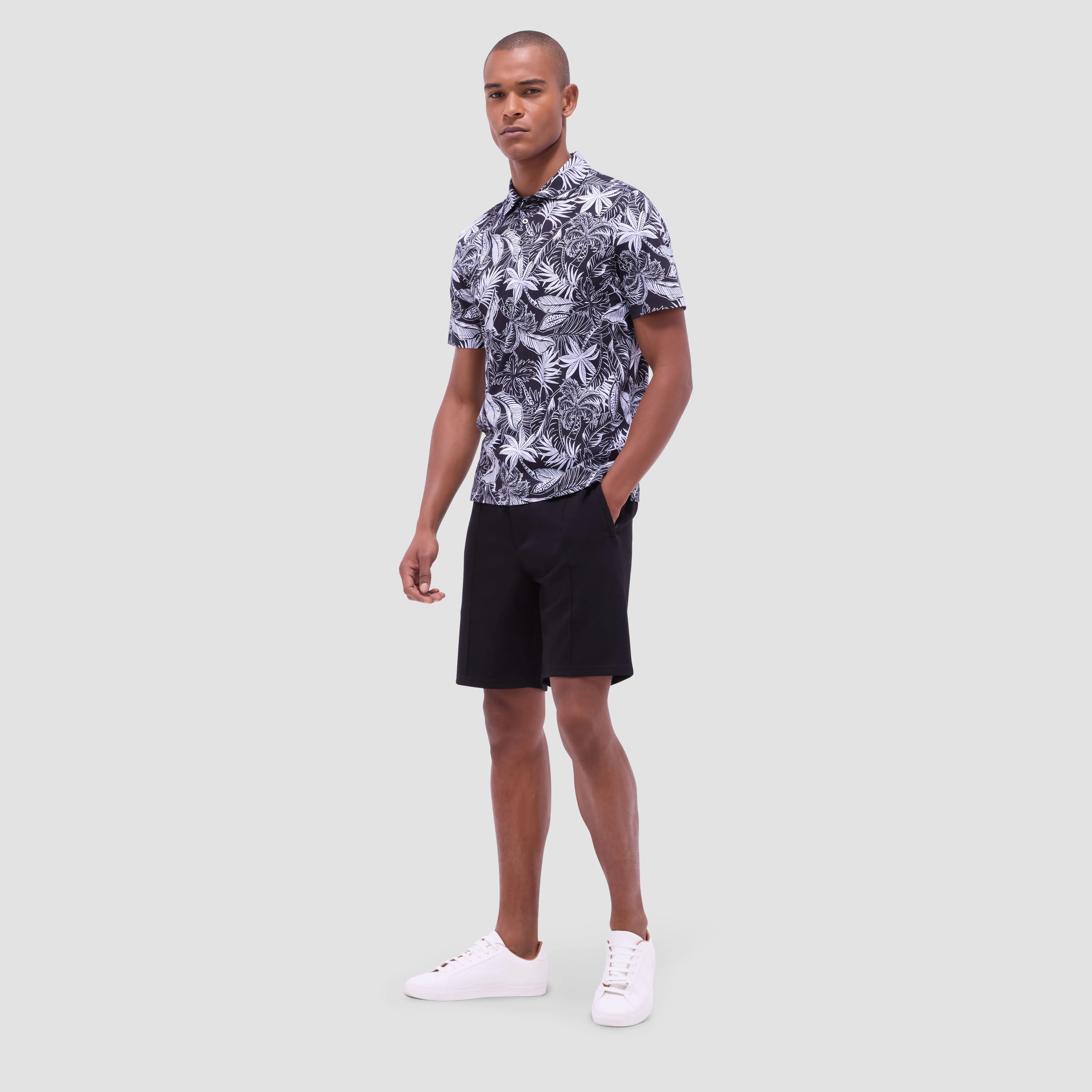 Hendrix Tropical Leaf Print Polo Shirt