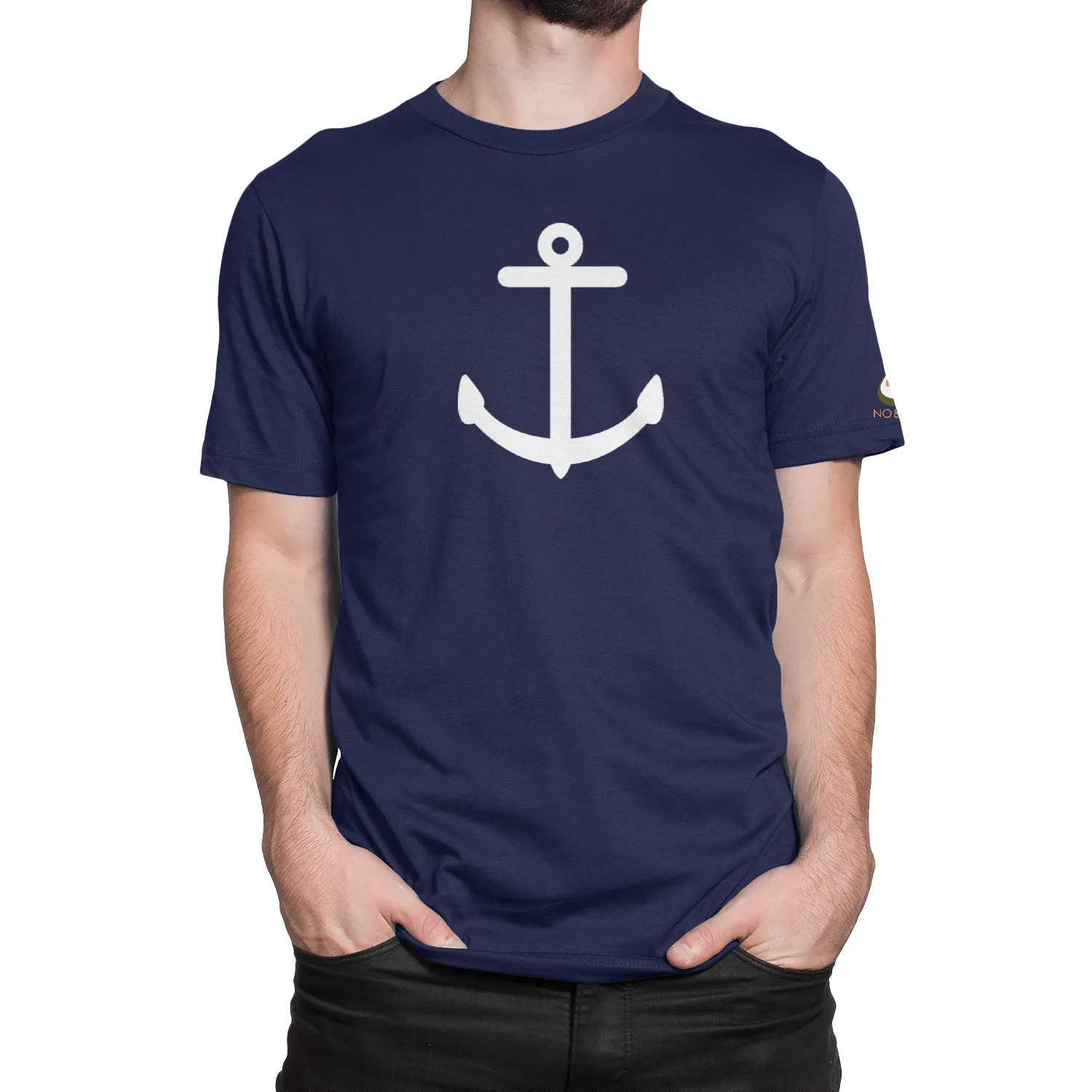 High-Quality White Anchor Design Tee
