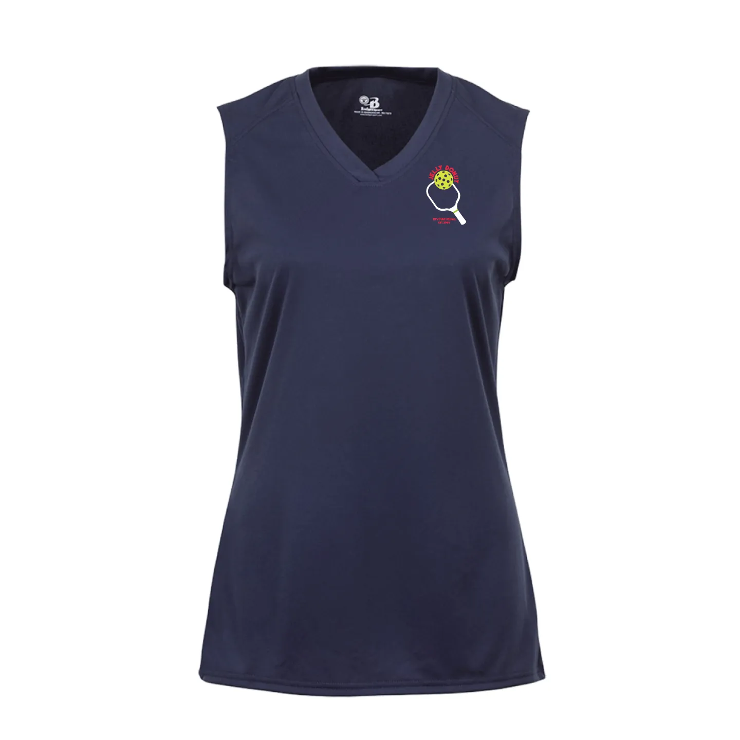 Jelly Donut Pickleball Ladies Performance Sleeveless Tank ** Paddle logo **