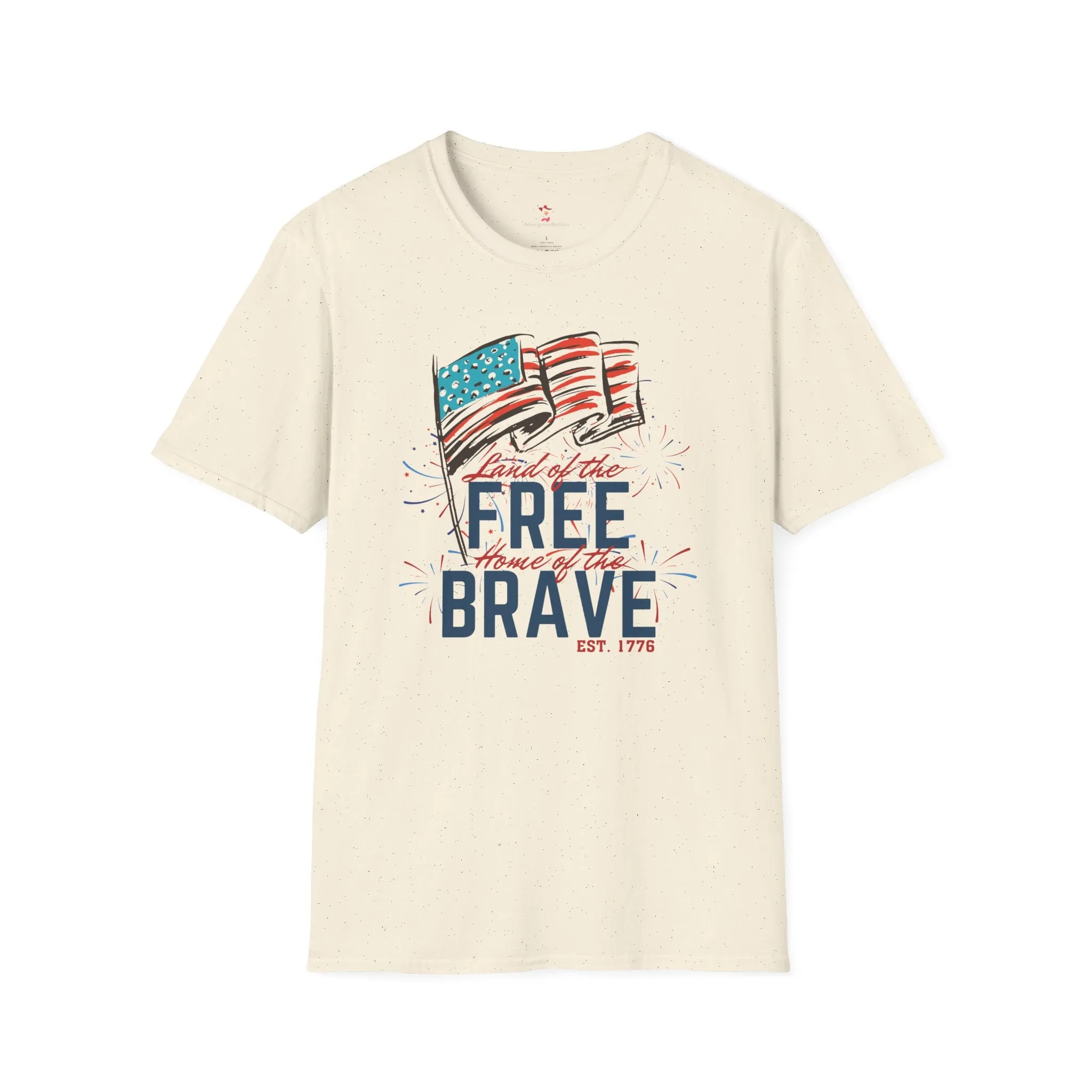 Land of The Free Tee, 4th of July, Home of the Brave, Softstyle T-Shirt