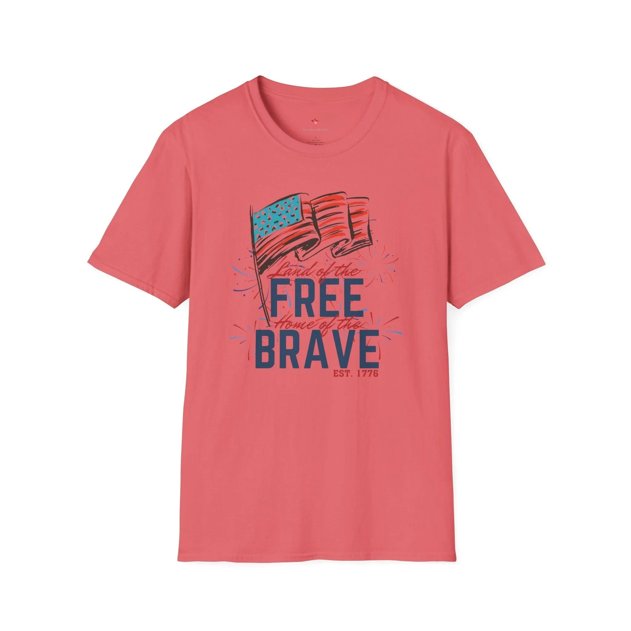 Land of The Free Tee, 4th of July, Home of the Brave, Softstyle T-Shirt