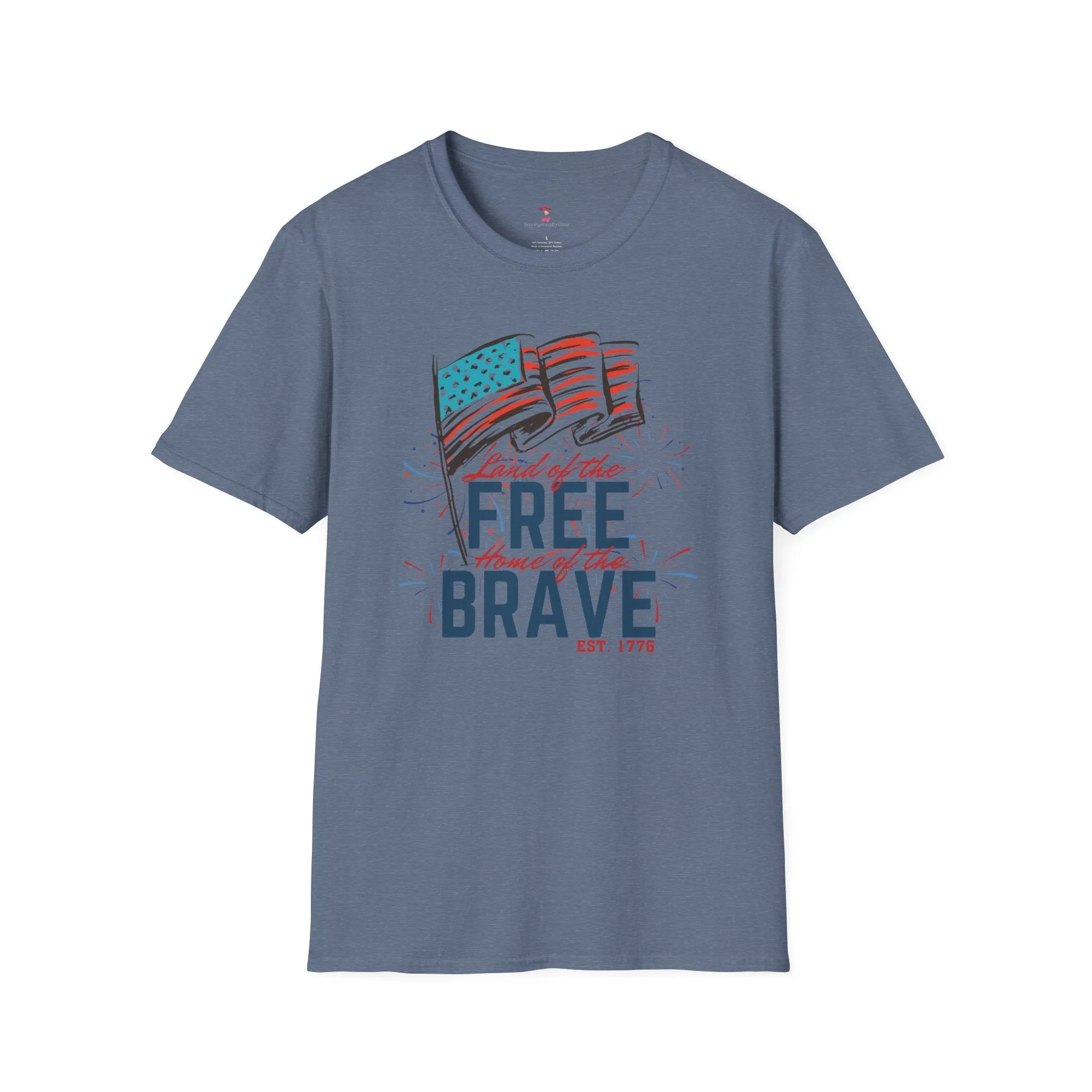 Land of The Free Tee, 4th of July, Home of the Brave, Softstyle T-Shirt