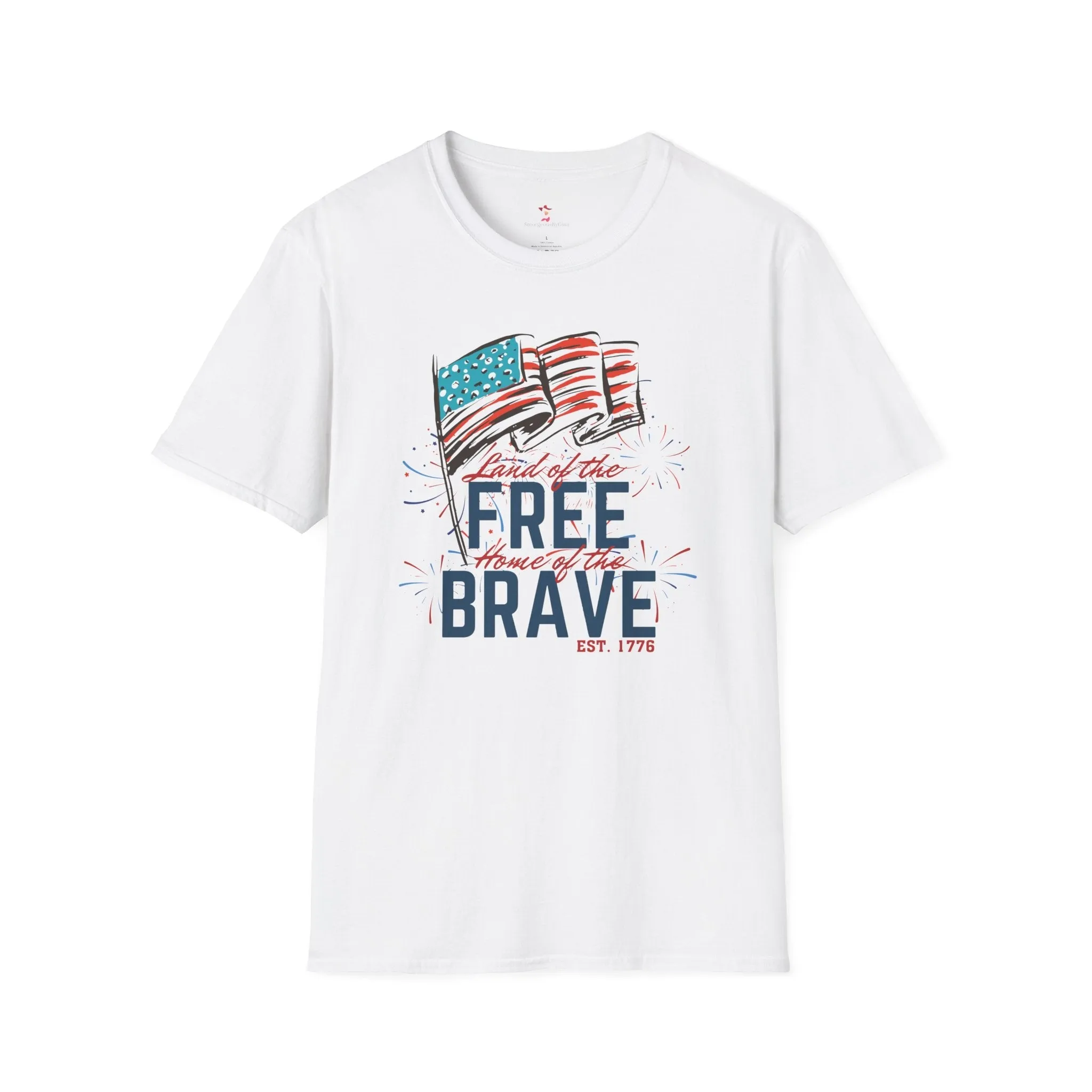Land of The Free Tee, 4th of July, Home of the Brave, Softstyle T-Shirt