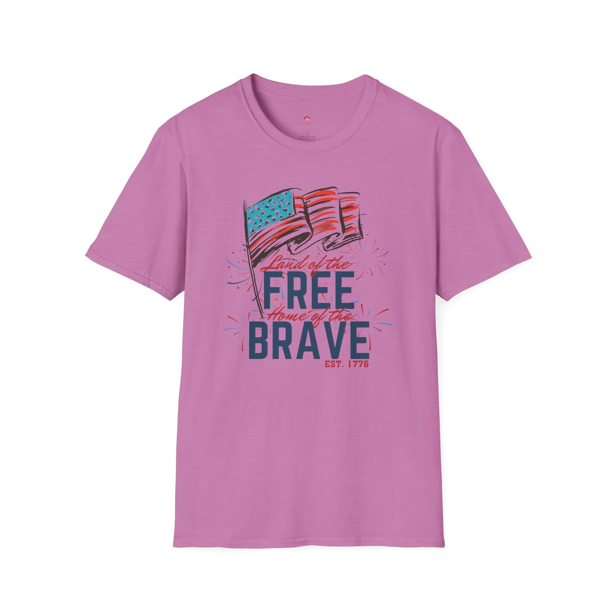 Land of The Free Tee, 4th of July, Home of the Brave, Softstyle T-Shirt