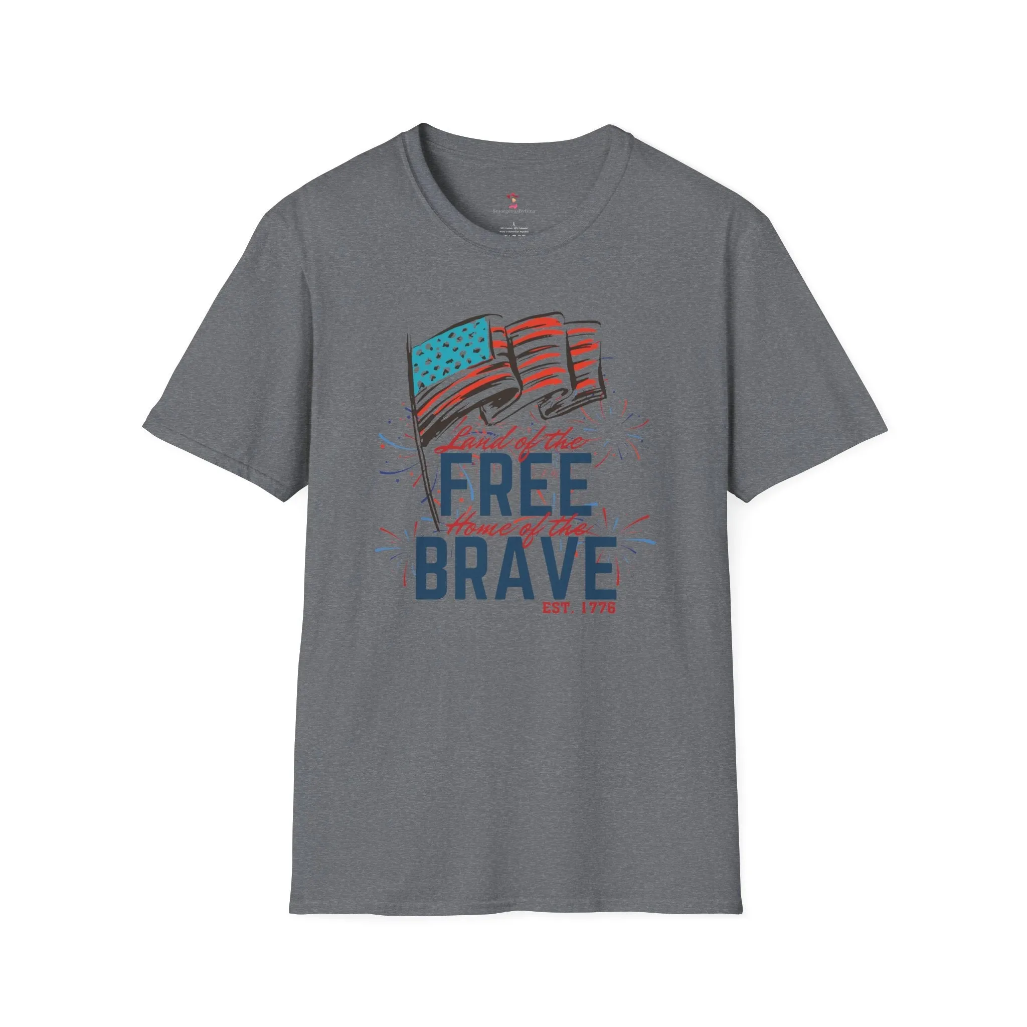 Land of The Free Tee, 4th of July, Home of the Brave, Softstyle T-Shirt