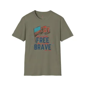 Land of The Free Tee, 4th of July, Home of the Brave, Softstyle T-Shirt