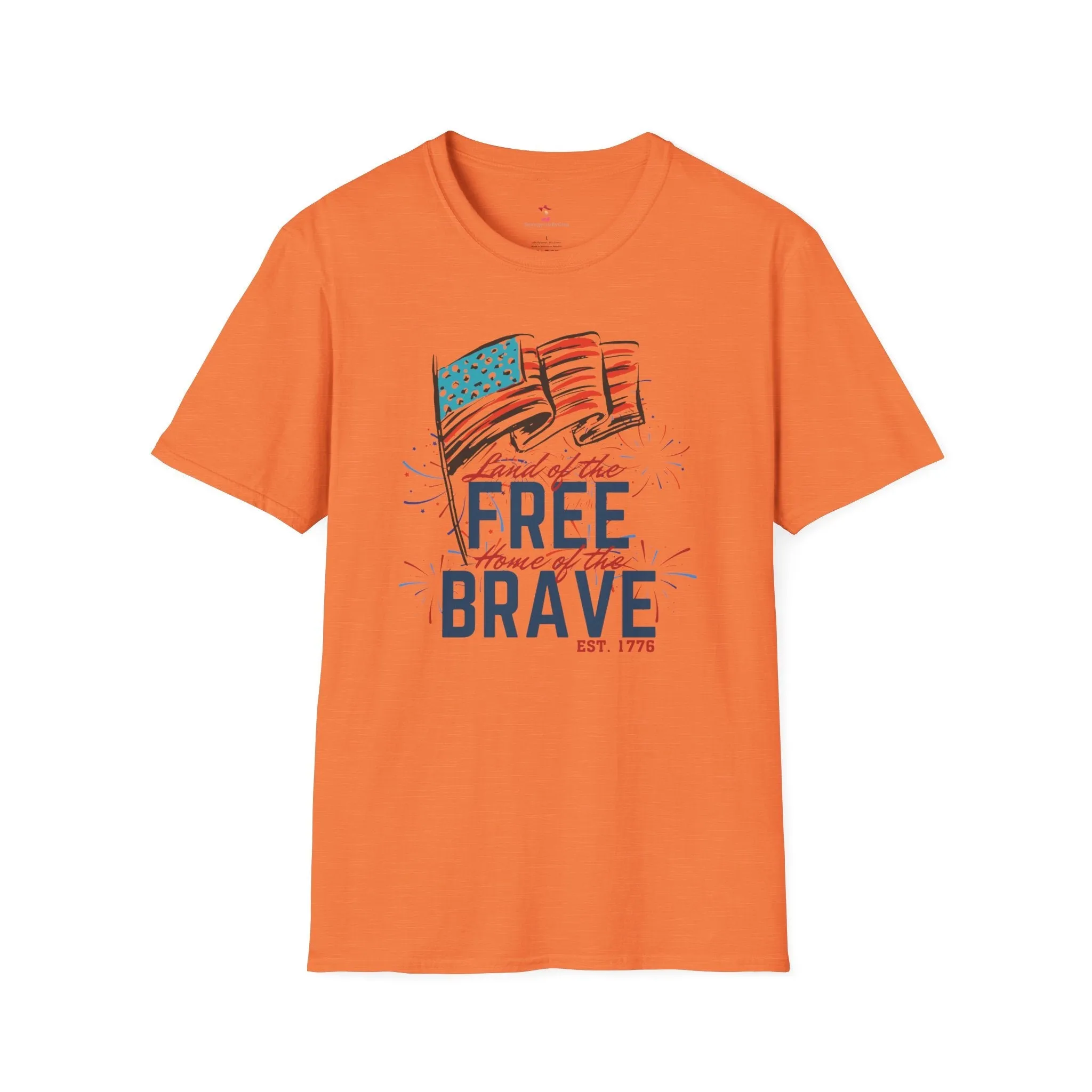 Land of The Free Tee, 4th of July, Home of the Brave, Softstyle T-Shirt