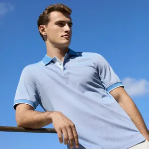Leaf Print Bird's Eye Polo Shirt