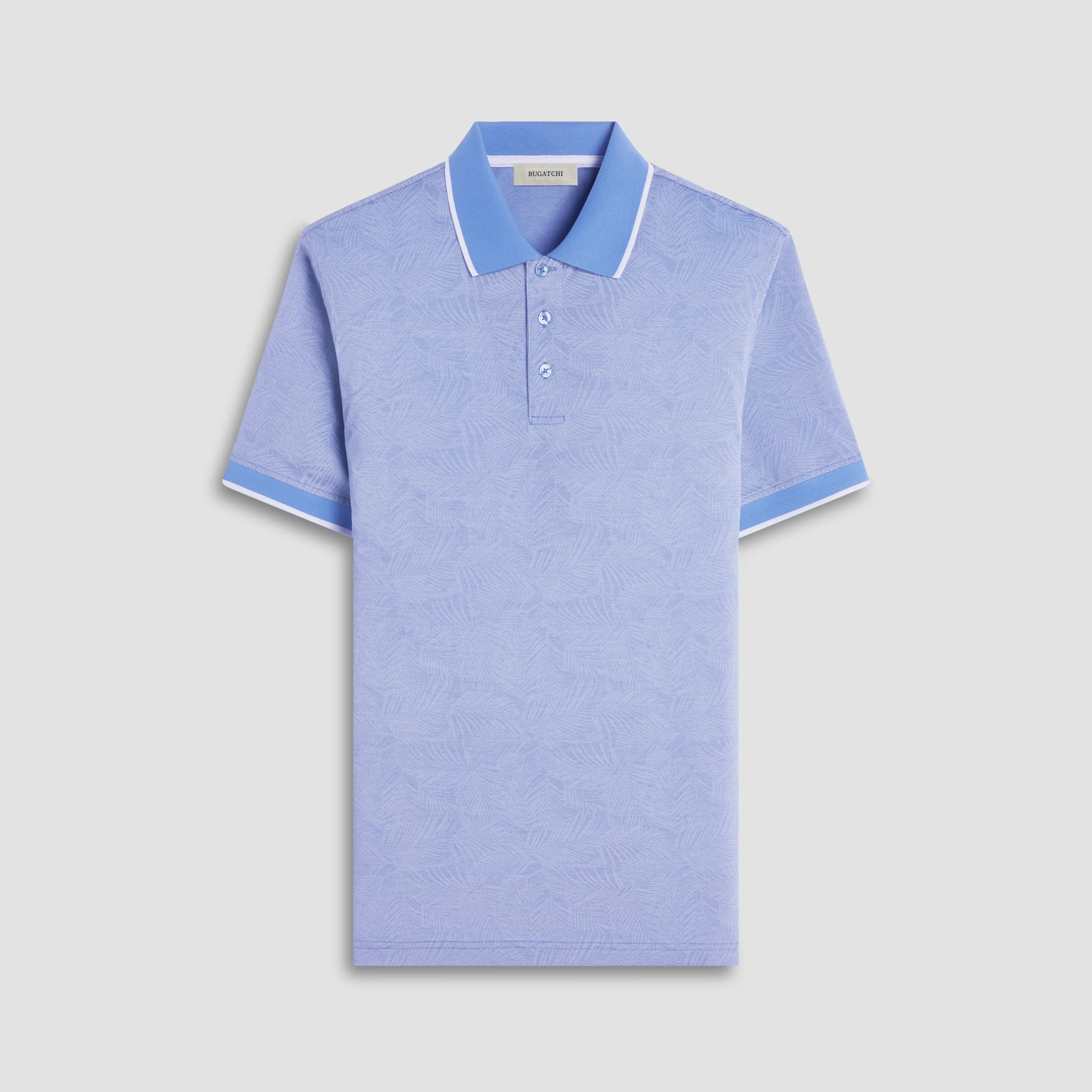 Leaf Print Bird's Eye Polo Shirt