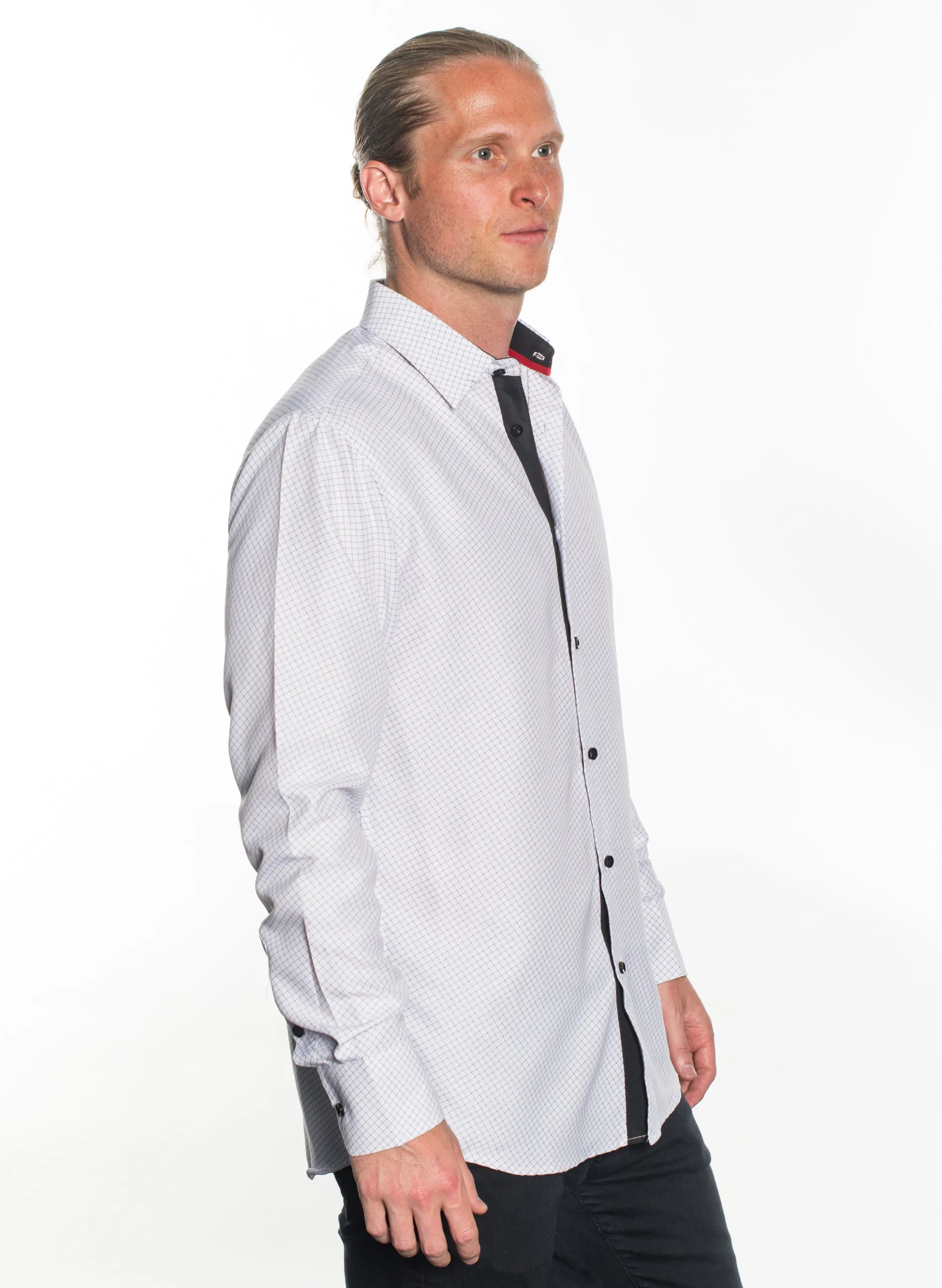LSWG-399 MEN'S PRINTED LONG SLEEVE DRESS SHIRT