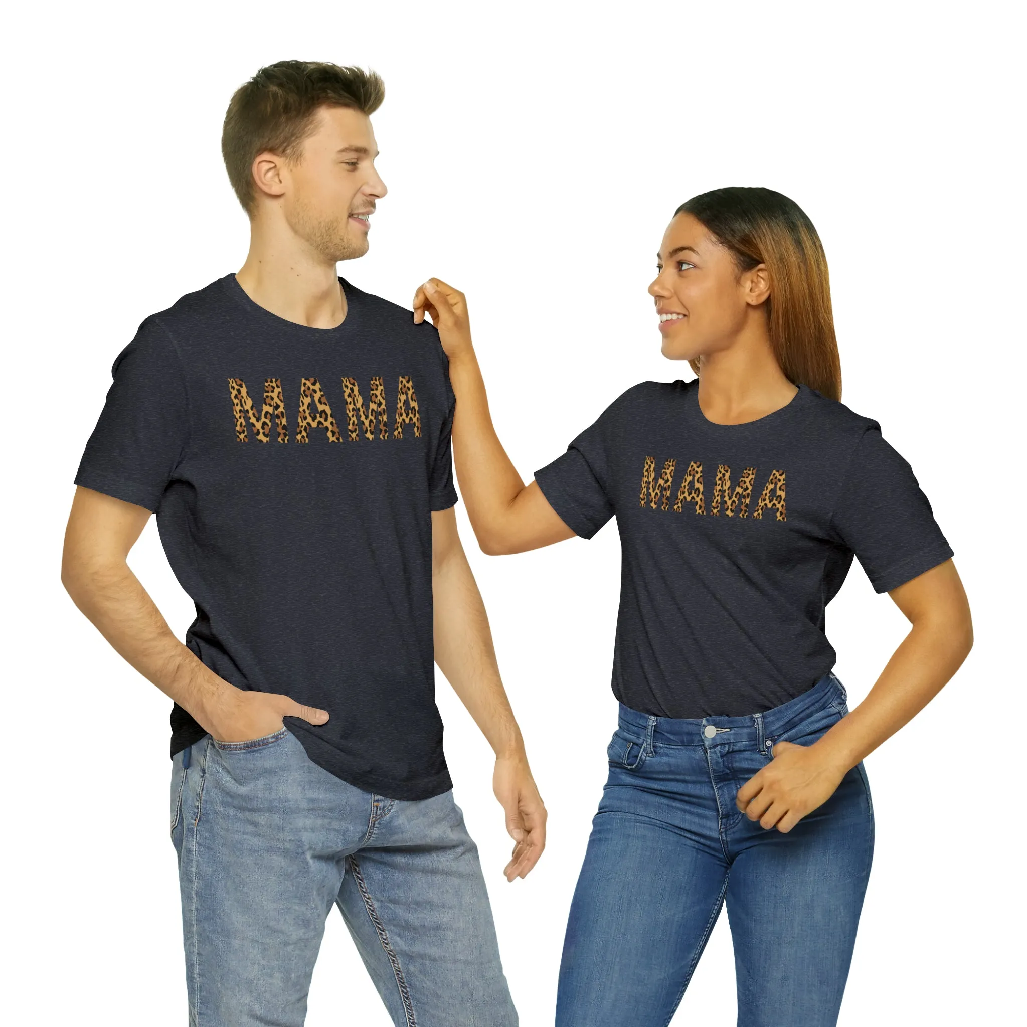 Mama Leopard T-Shirt | Love Mom Tee |  Bella Canvas 3001 Unisex |  Mama Short Sleeve Tshirt