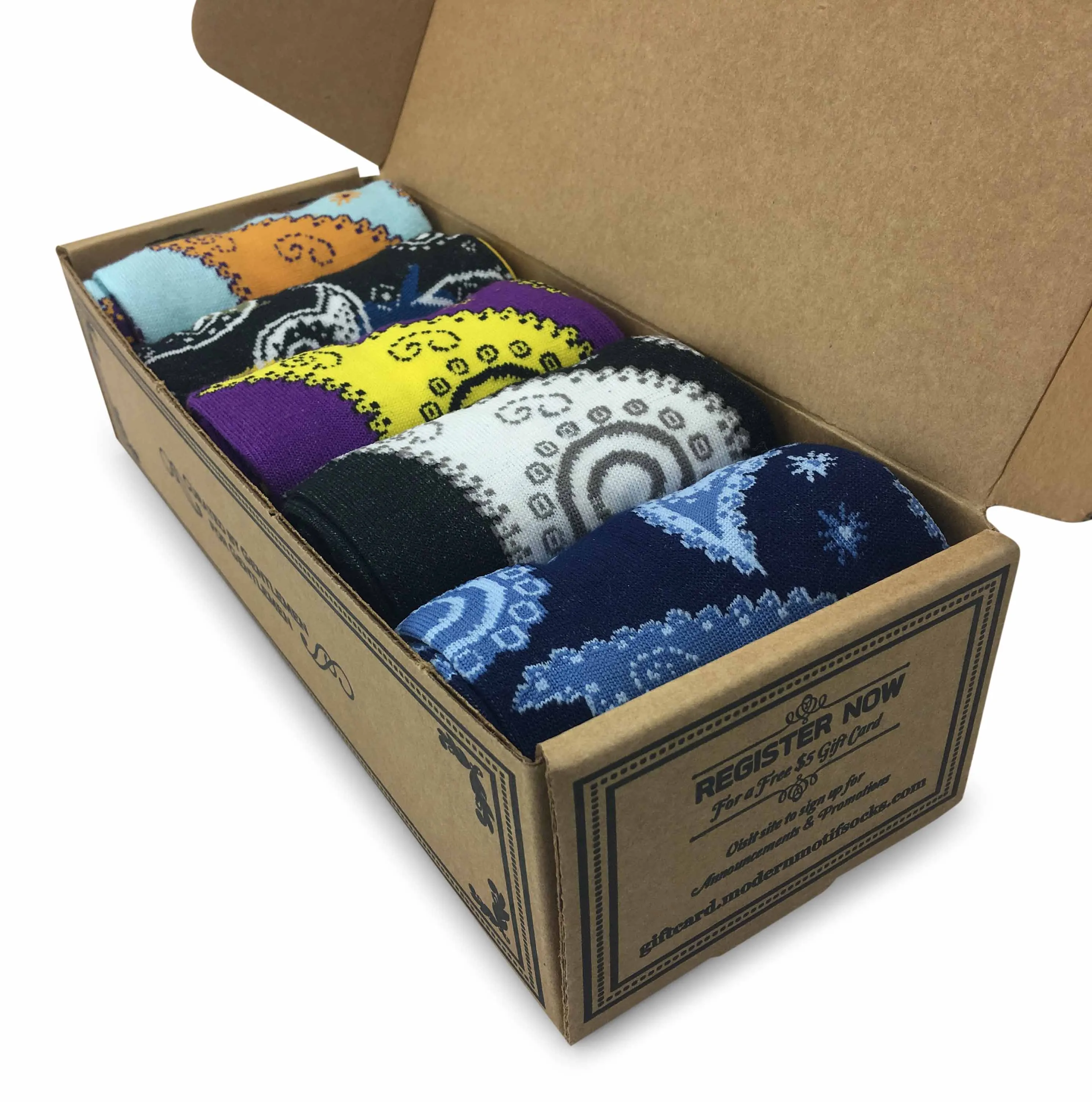 Men Novelty Fashion Dress Socks-5 Pair Fancy Power Sock-Fun Colorful Theme Socks