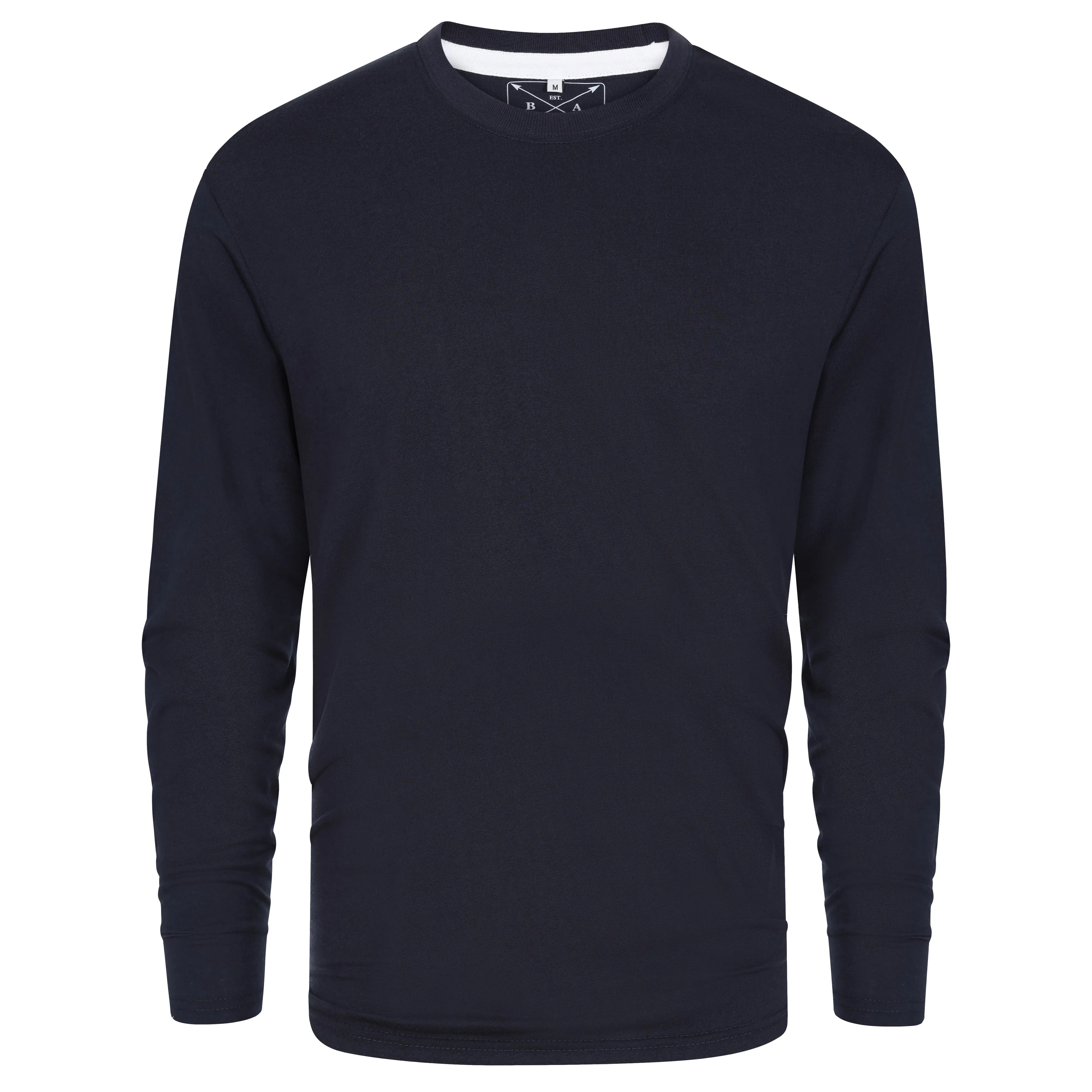 Men's 3 Pack Plain Long Sleeve Crew Neck T-Shirts