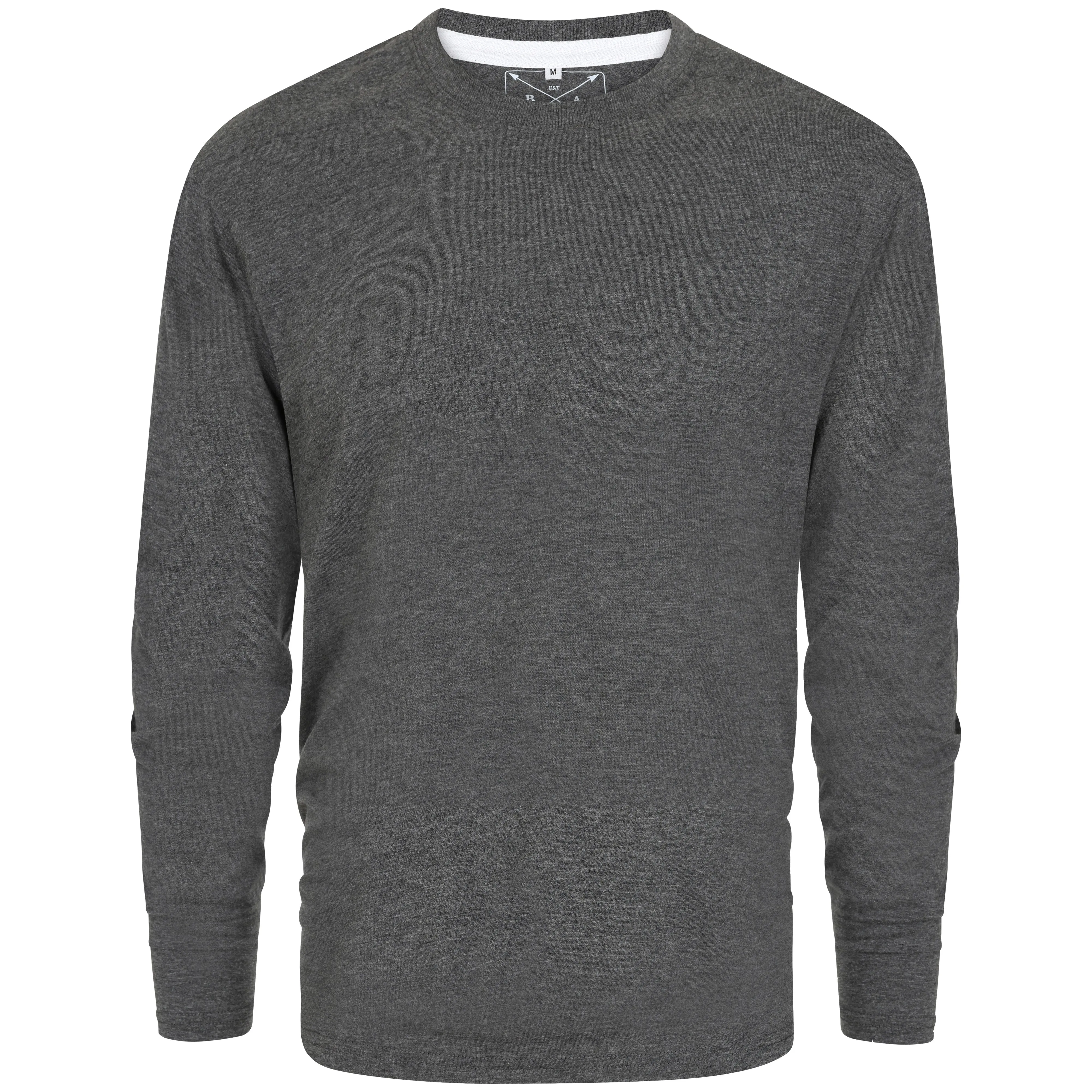Men's 3 Pack Plain Long Sleeve Crew Neck T-Shirts