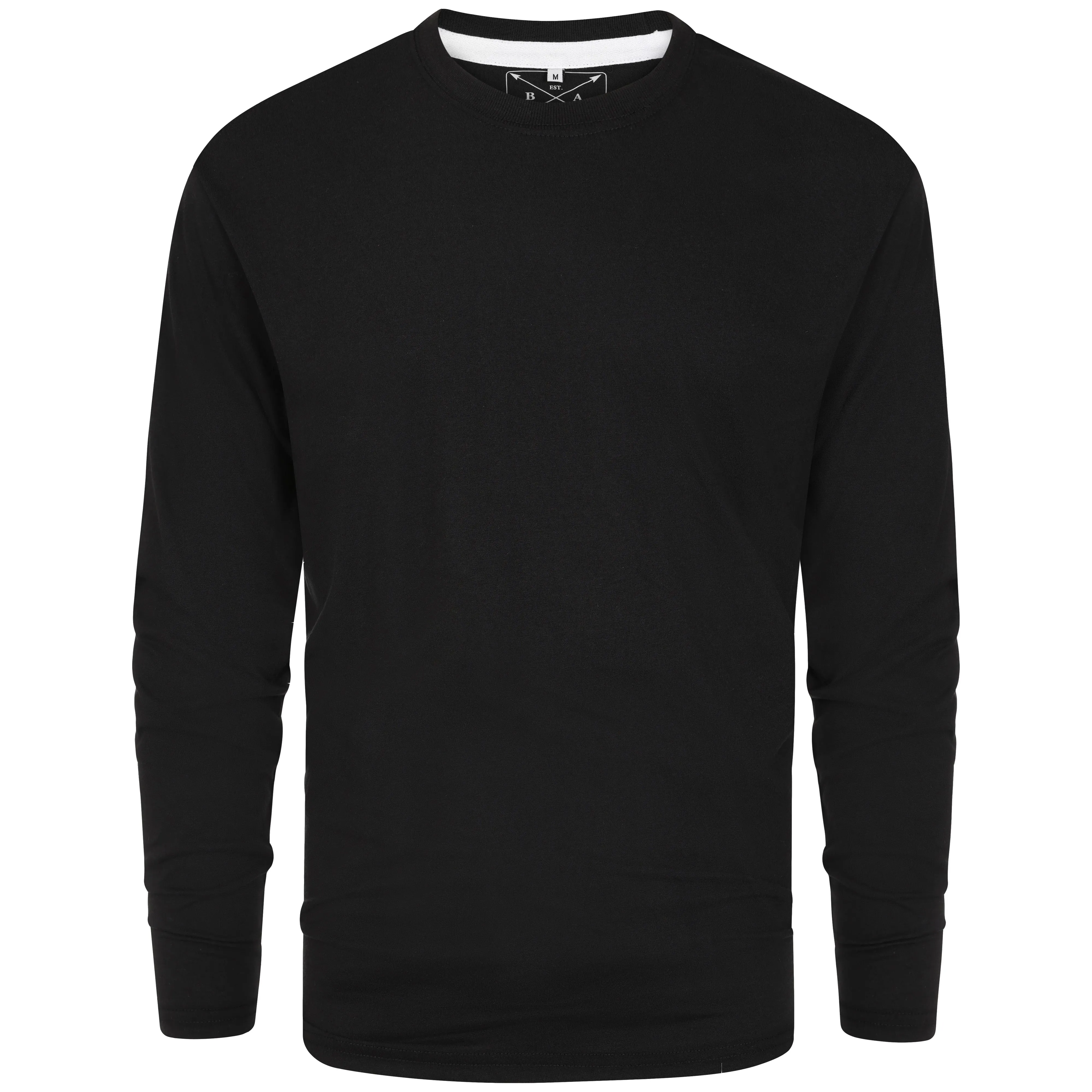 Men's 3 Pack Plain Long Sleeve Crew Neck T-Shirts