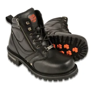Men's 6 Inch Side Zipper Plain Toe Boot-Wide