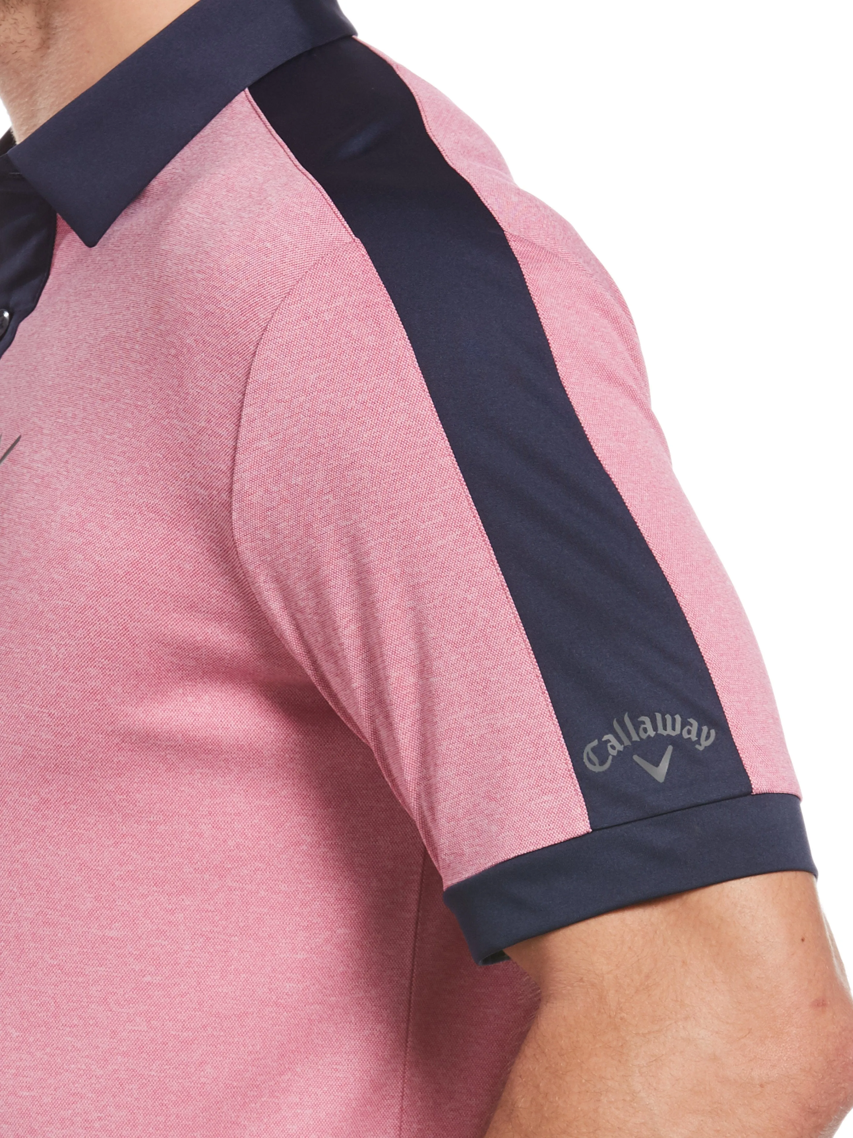 Mens Birdseye Color Block Polo