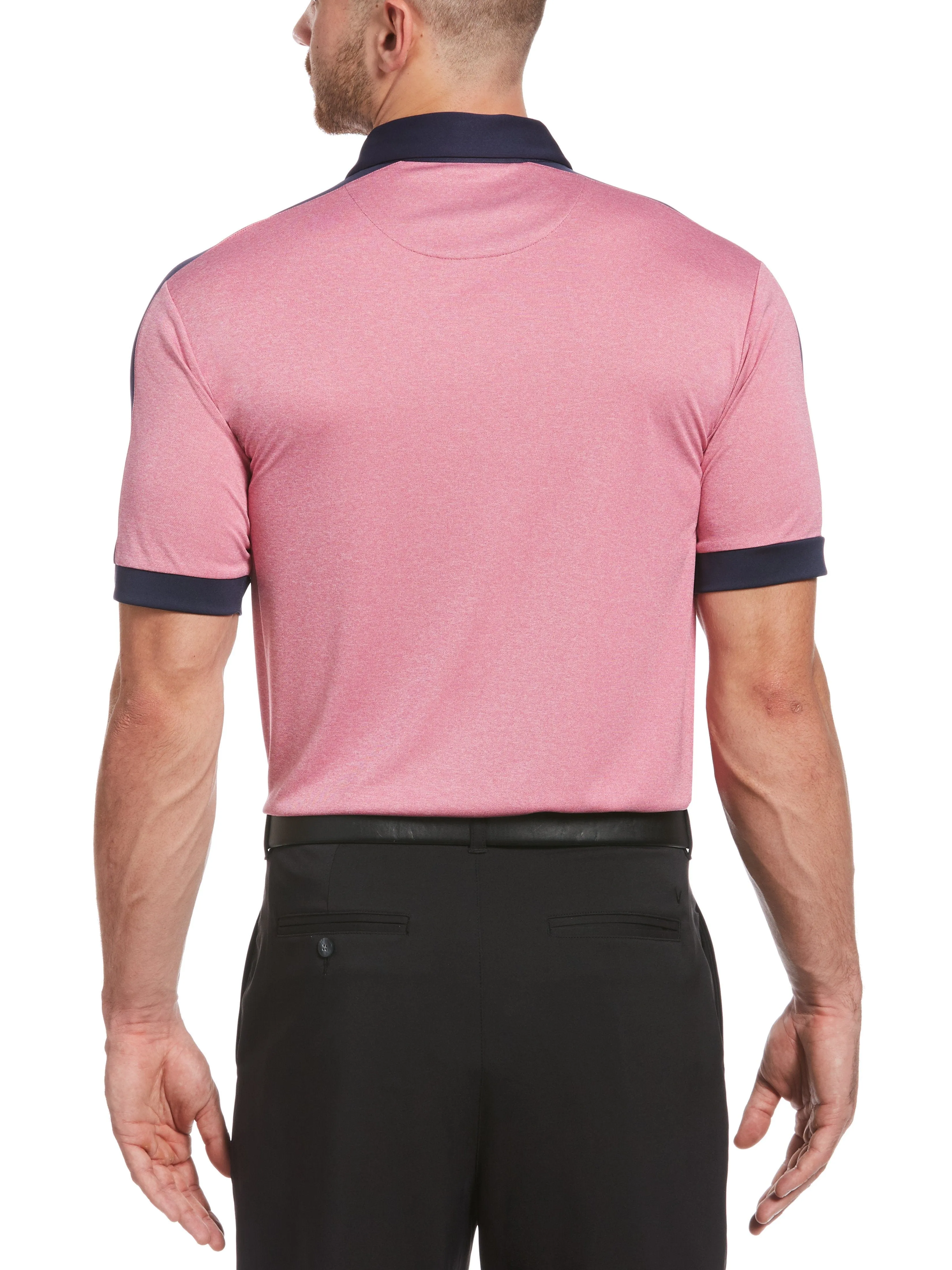 Mens Birdseye Color Block Polo
