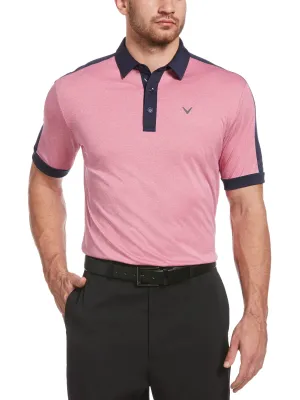 Mens Birdseye Color Block Polo