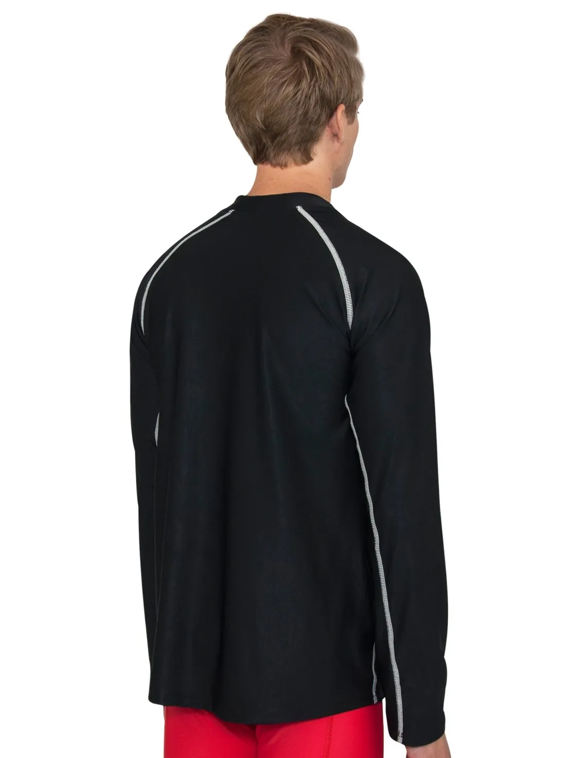Men's  Chlorine Resistant Long Sleeve Rash Guard - Black