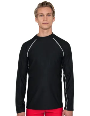 Men's  Chlorine Resistant Long Sleeve Rash Guard - Black