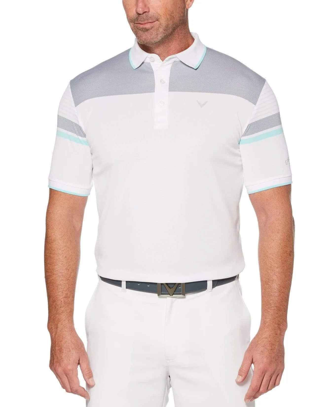 Mens Engineered Stripe Birdseye Polo