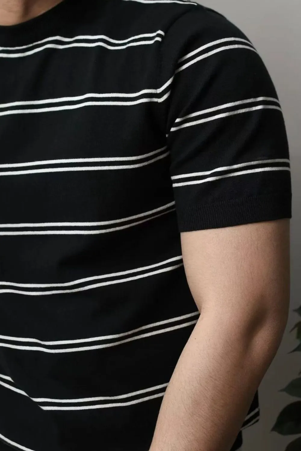 Men's Plus Size Round Neck Striped T-Shirt