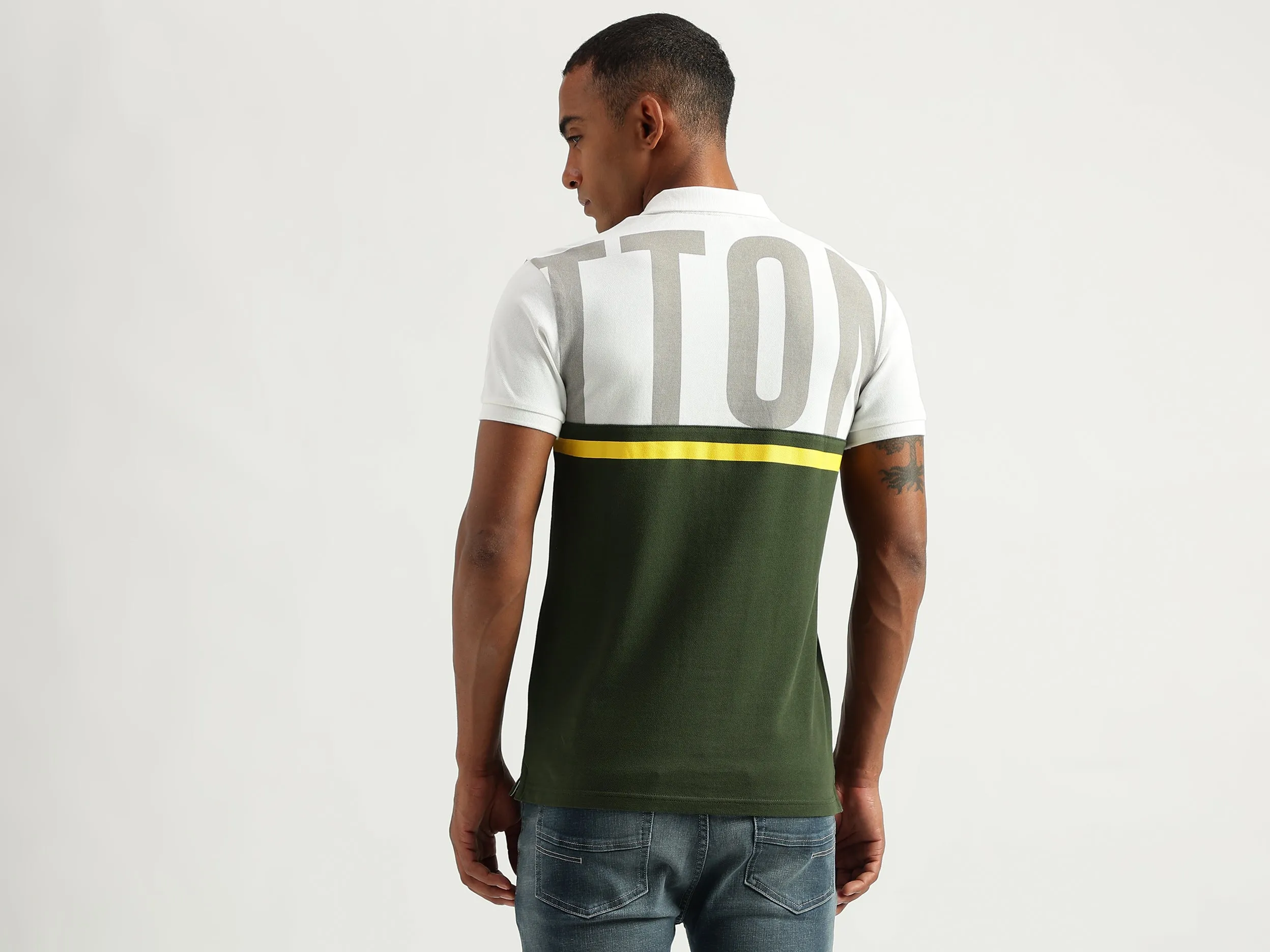 Men's Regular Fit Polo Collar Color Block Tshirts