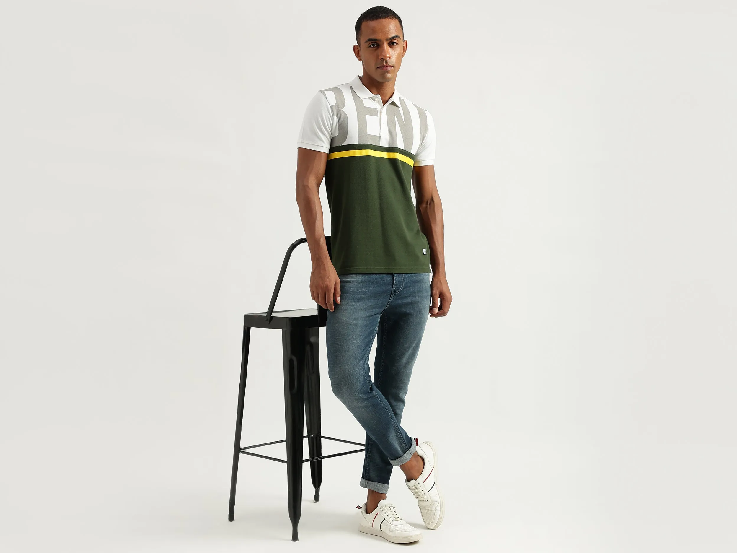 Men's Regular Fit Polo Collar Color Block Tshirts