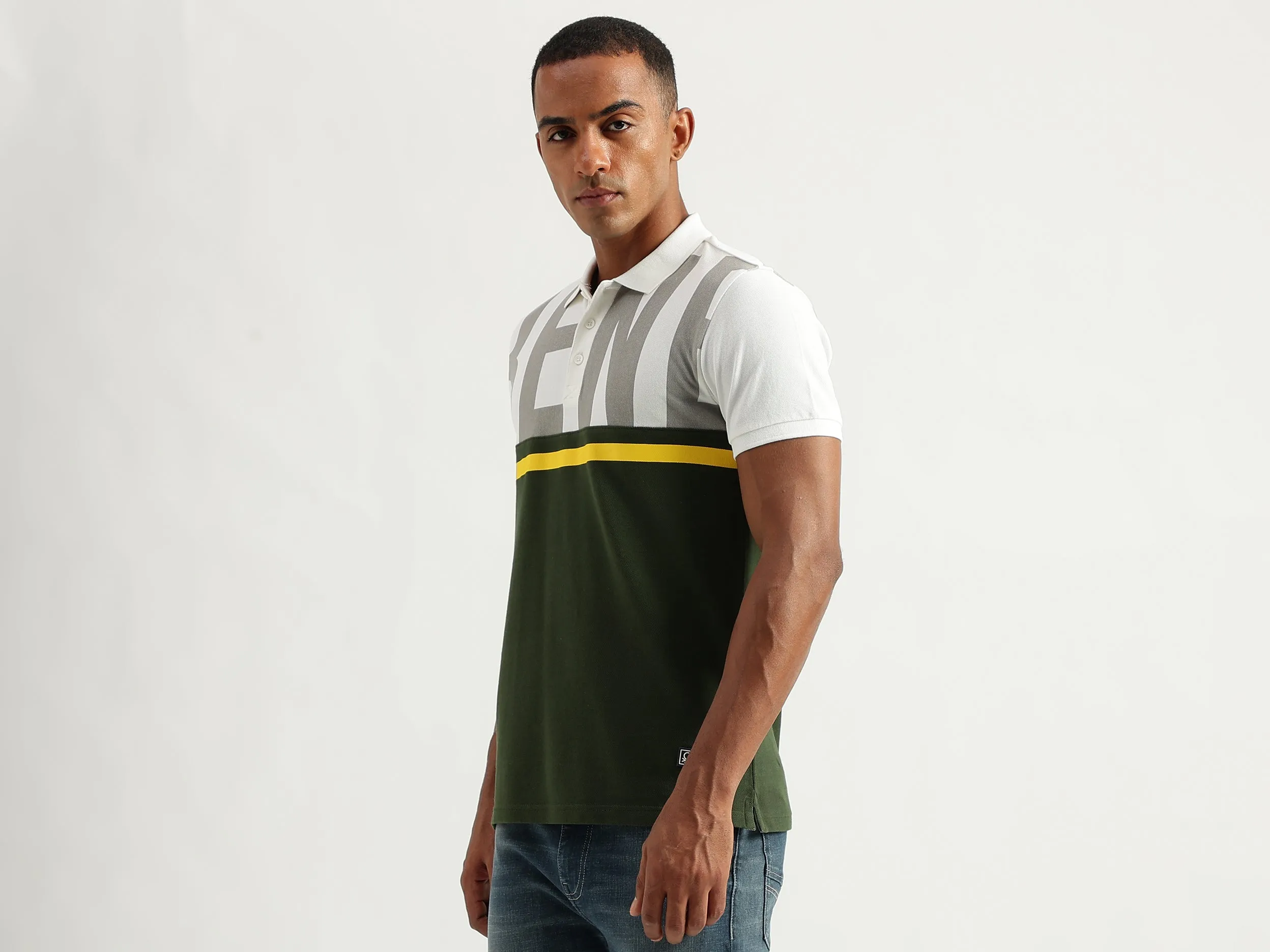 Men's Regular Fit Polo Collar Color Block Tshirts