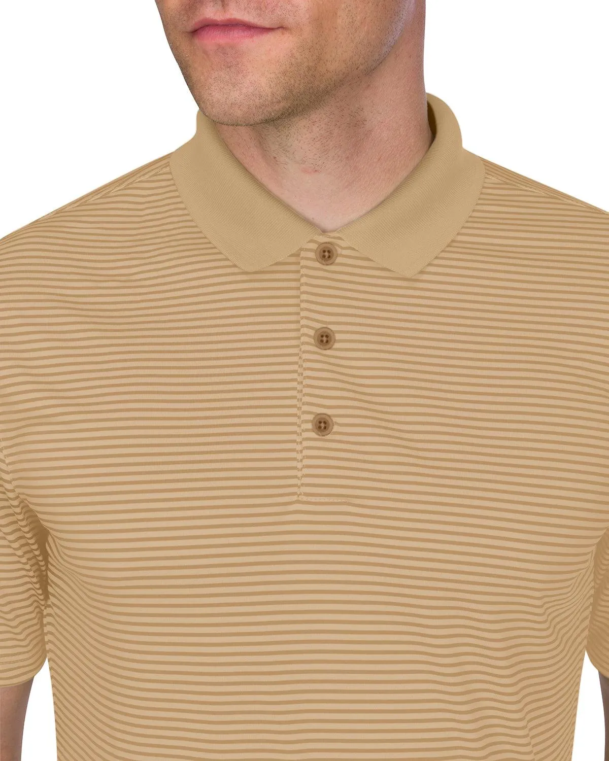 Men's Thin-Striped Solid-Collar Dry-Fit Golf Polo