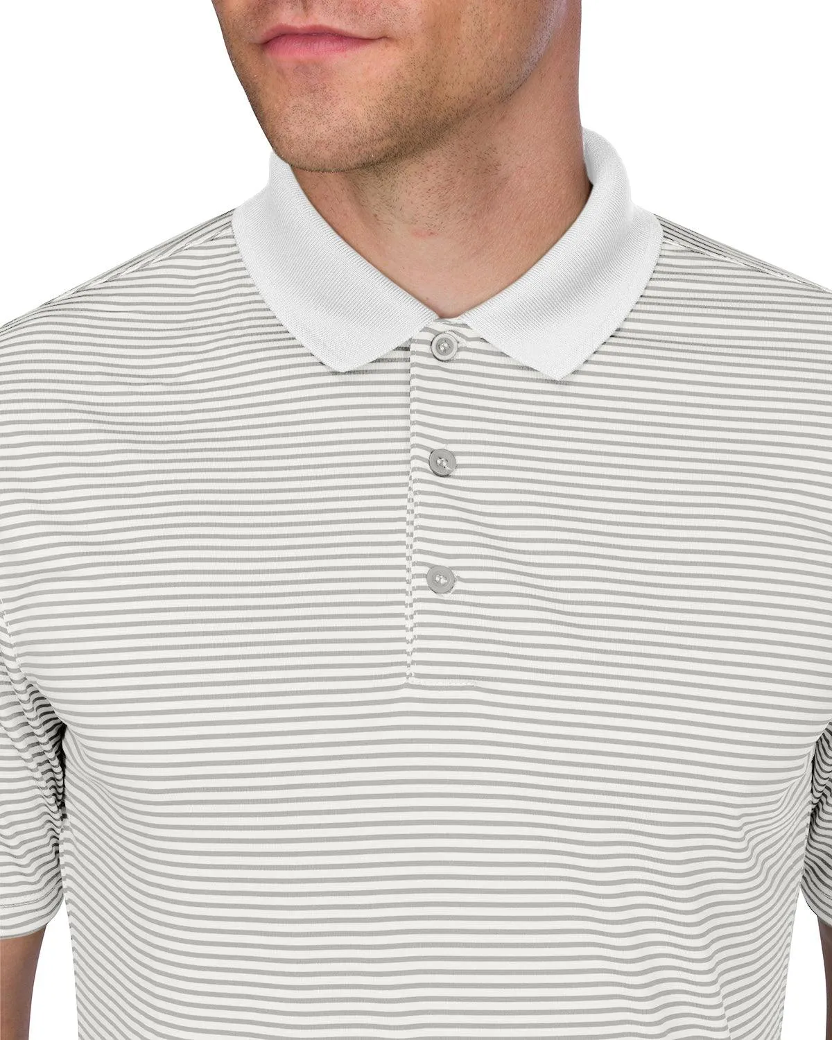 Men's Thin-Striped Solid-Collar Dry-Fit Golf Polo