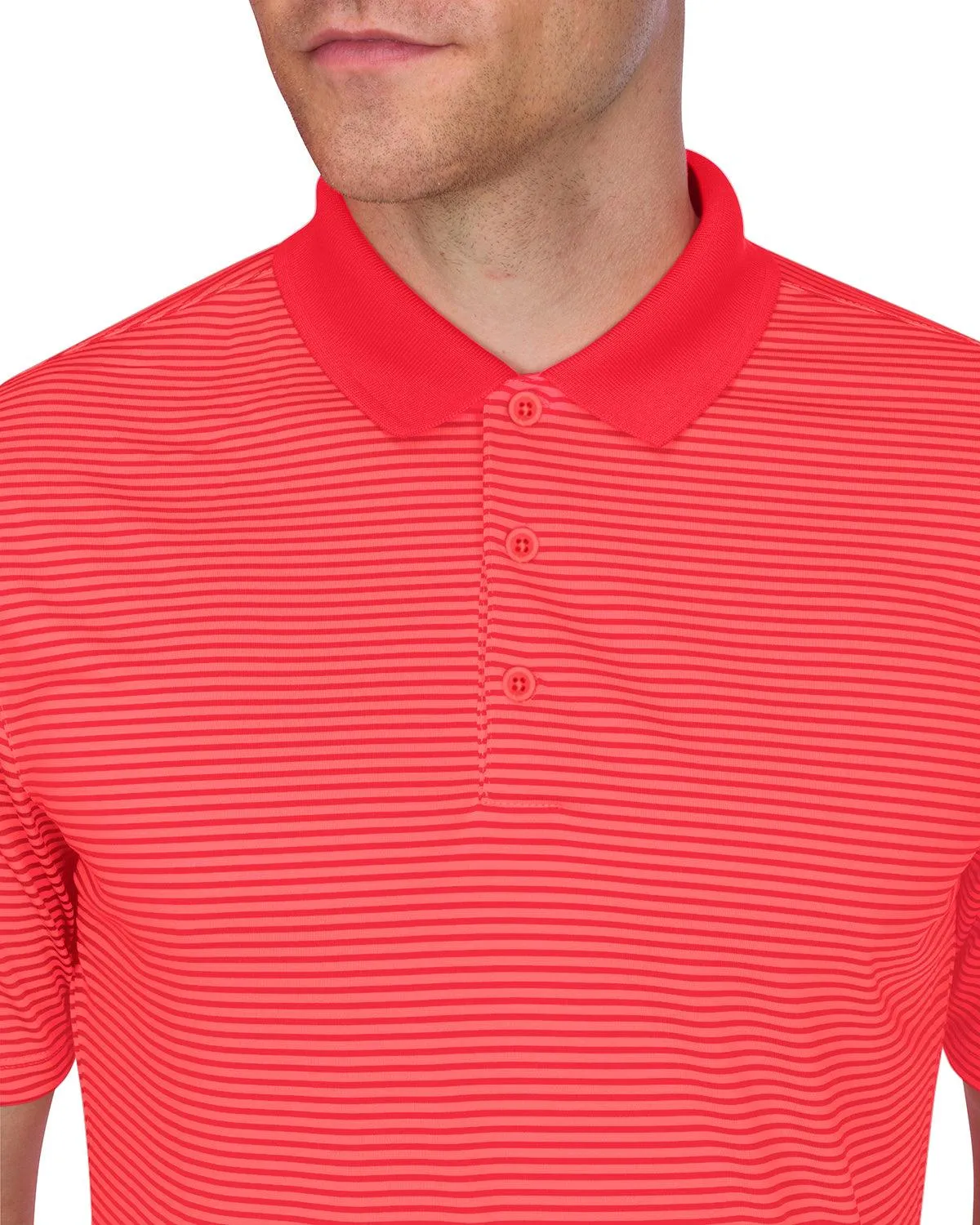 Men's Thin-Striped Solid-Collar Dry-Fit Golf Polo