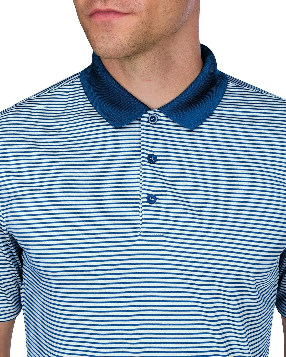 Men's Thin-Striped Solid-Collar Dry-Fit Golf Polo