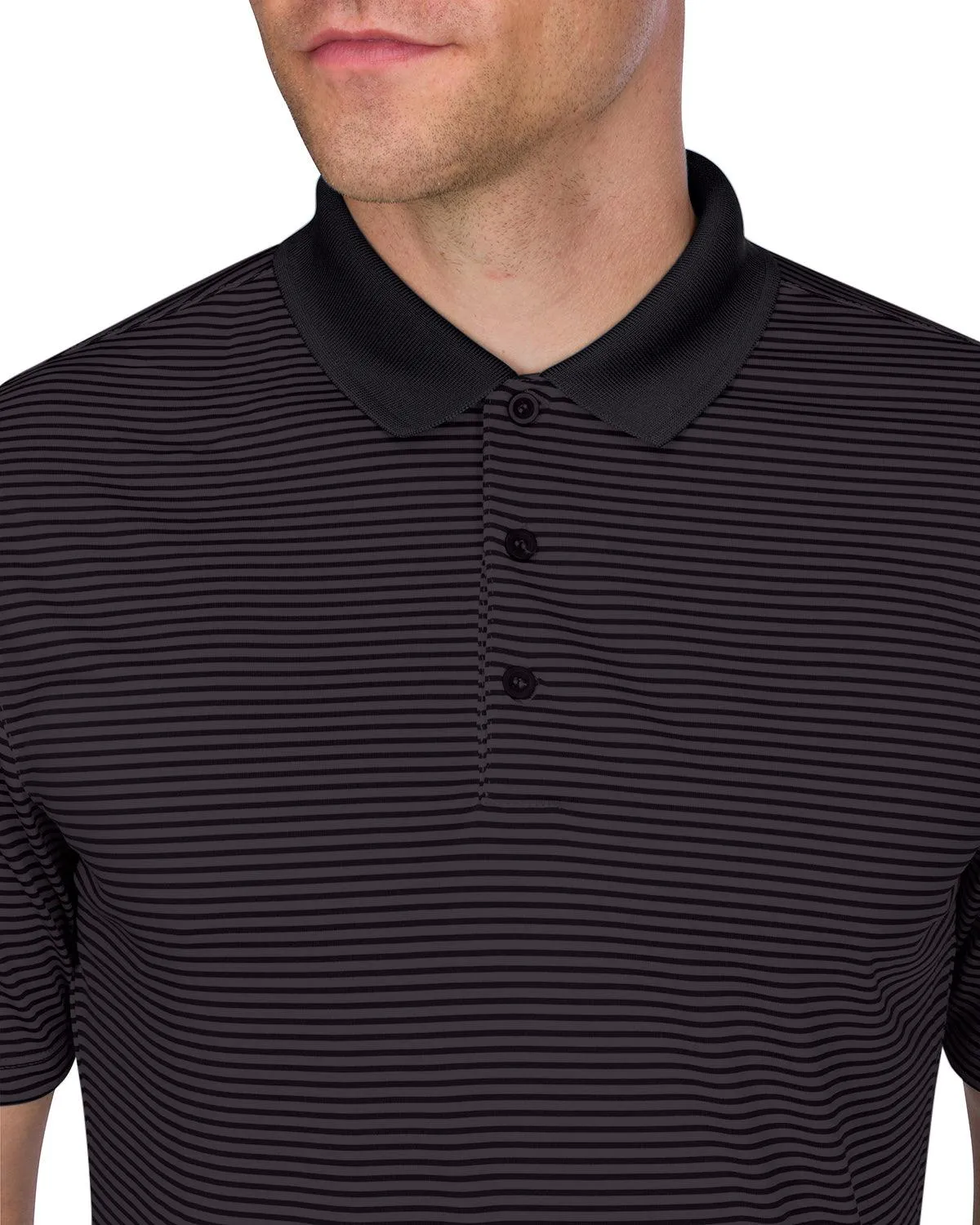 Men's Thin-Striped Solid-Collar Dry-Fit Golf Polo