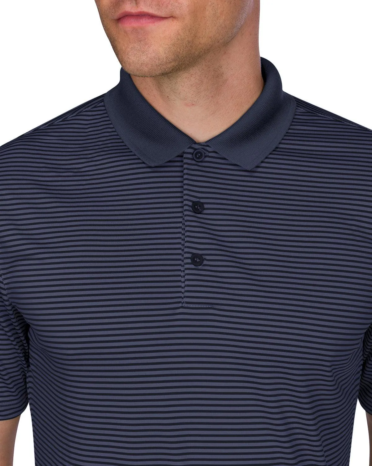 Men's Thin-Striped Solid-Collar Dry-Fit Golf Polo