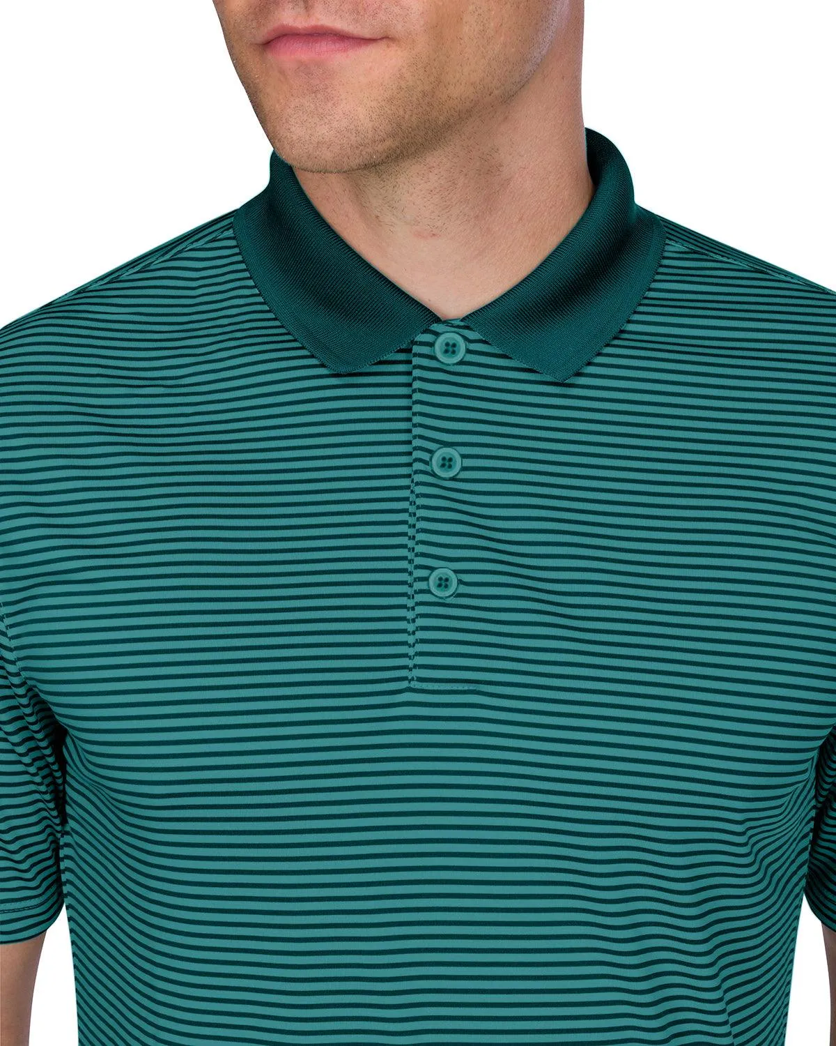 Men's Thin-Striped Solid-Collar Dry-Fit Golf Polo