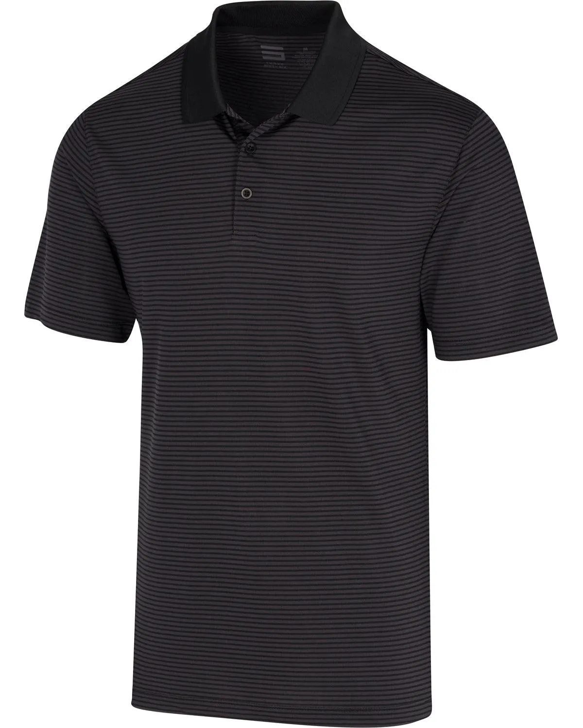 Men's Thin-Striped Solid-Collar Dry-Fit Golf Polo