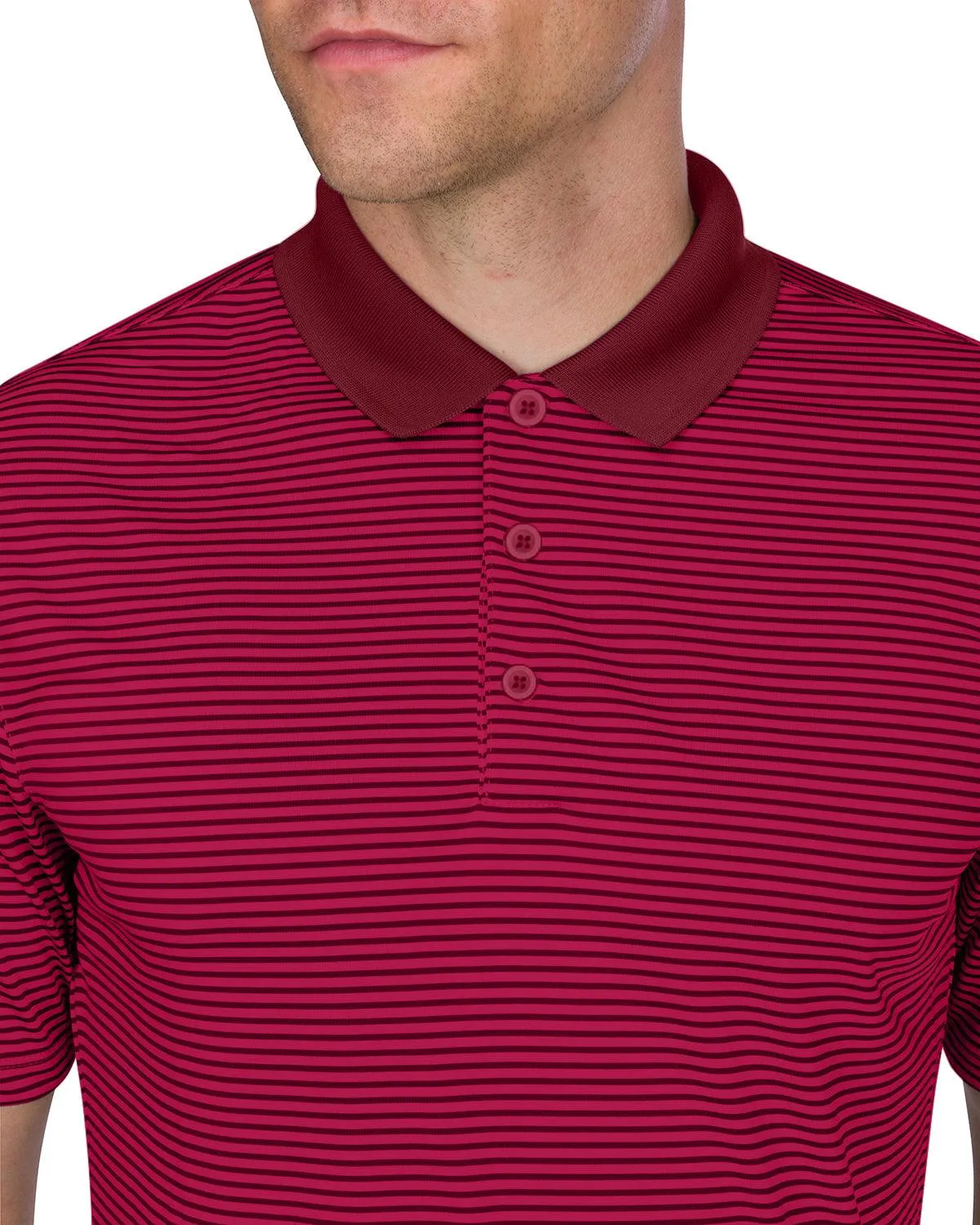 Men's Thin-Striped Solid-Collar Dry-Fit Golf Polo