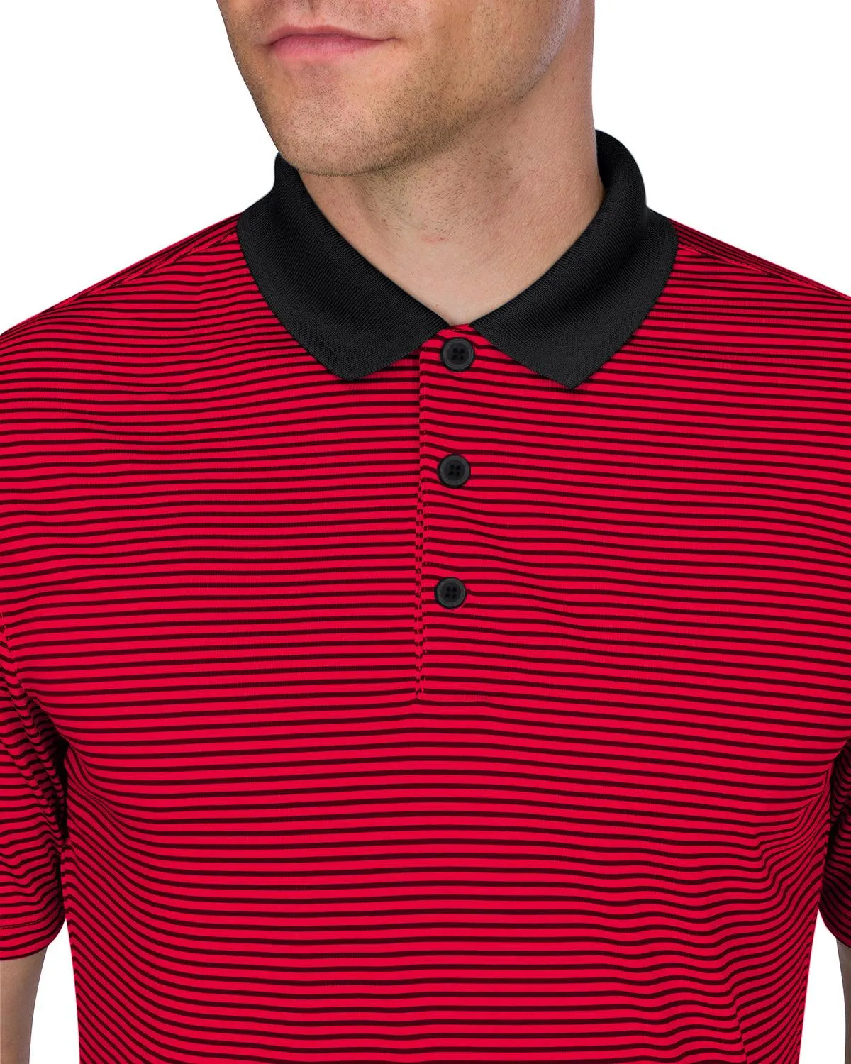 Men's Thin-Striped Solid-Collar Dry-Fit Golf Polo